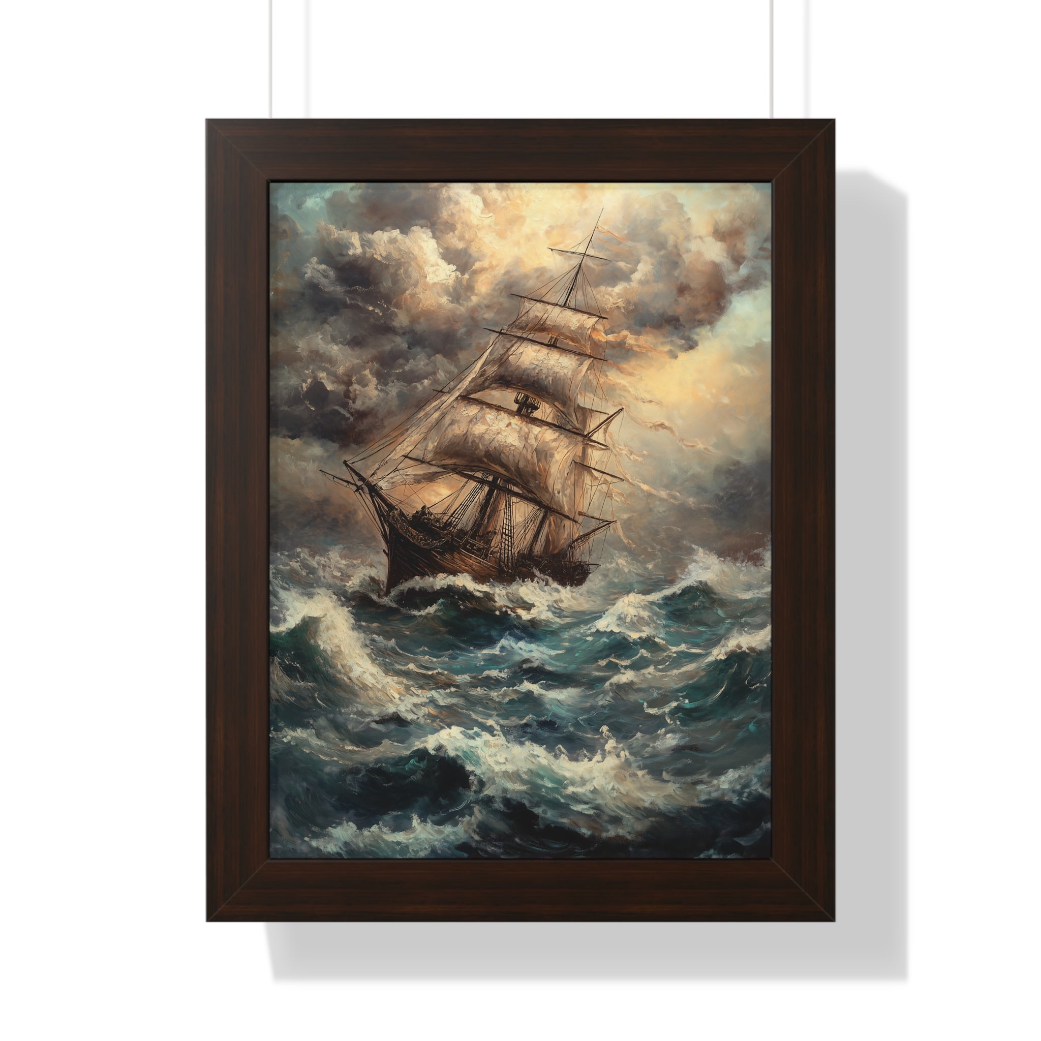Framed Paper Print - Stormy Voyage Sailing Ship