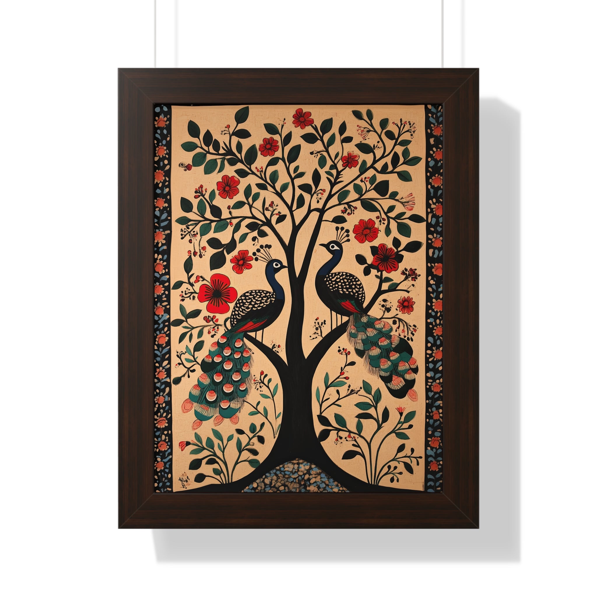 Framed Paper Print - Lovers Under Blooming Canopy