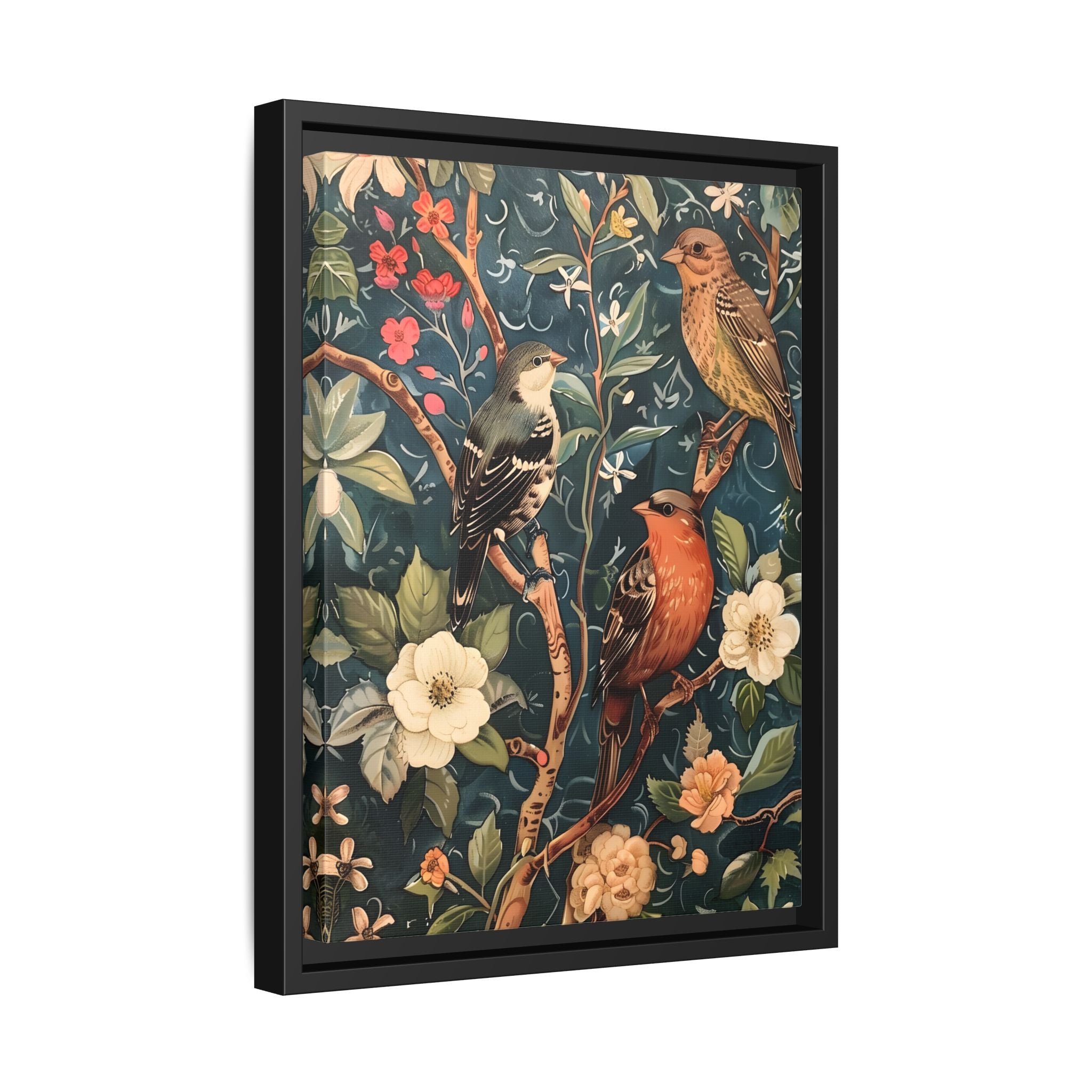 Framed Canvas - Robin and Sparrow Symphony