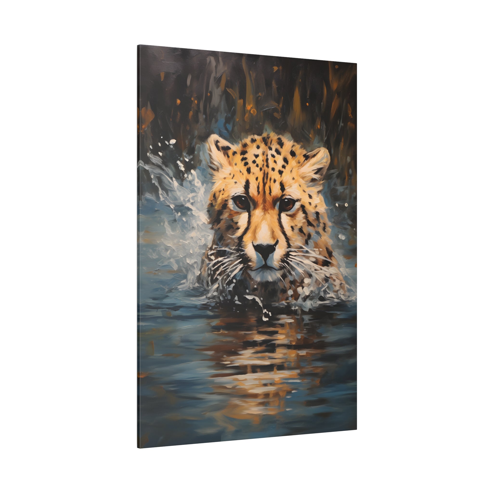 .75" Matte Canvas - Aqua Sprinting Cheetah