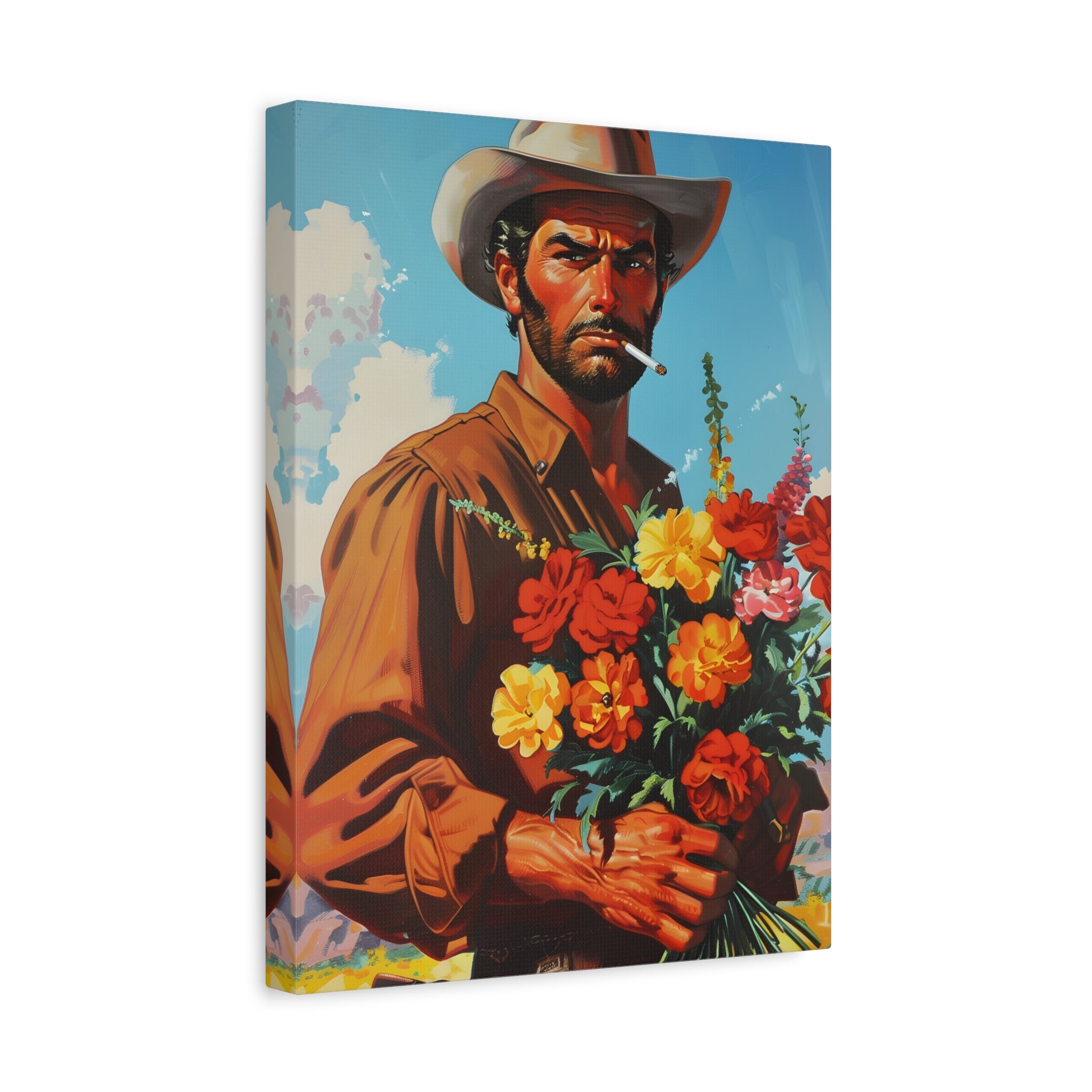 1.25" Matte Canvas - Rugged Blooms Cowboy