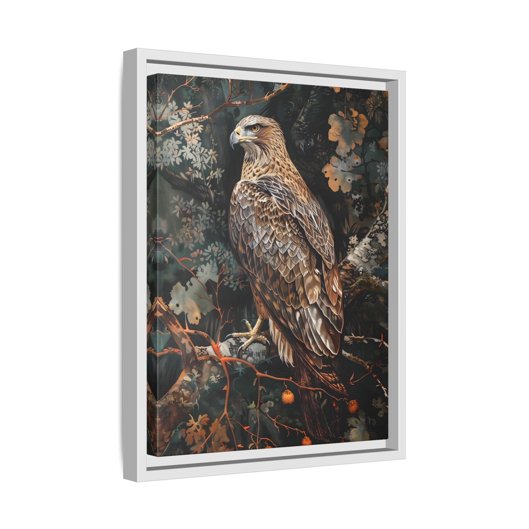 Framed Canvas - Majestic Hawk in Autumn