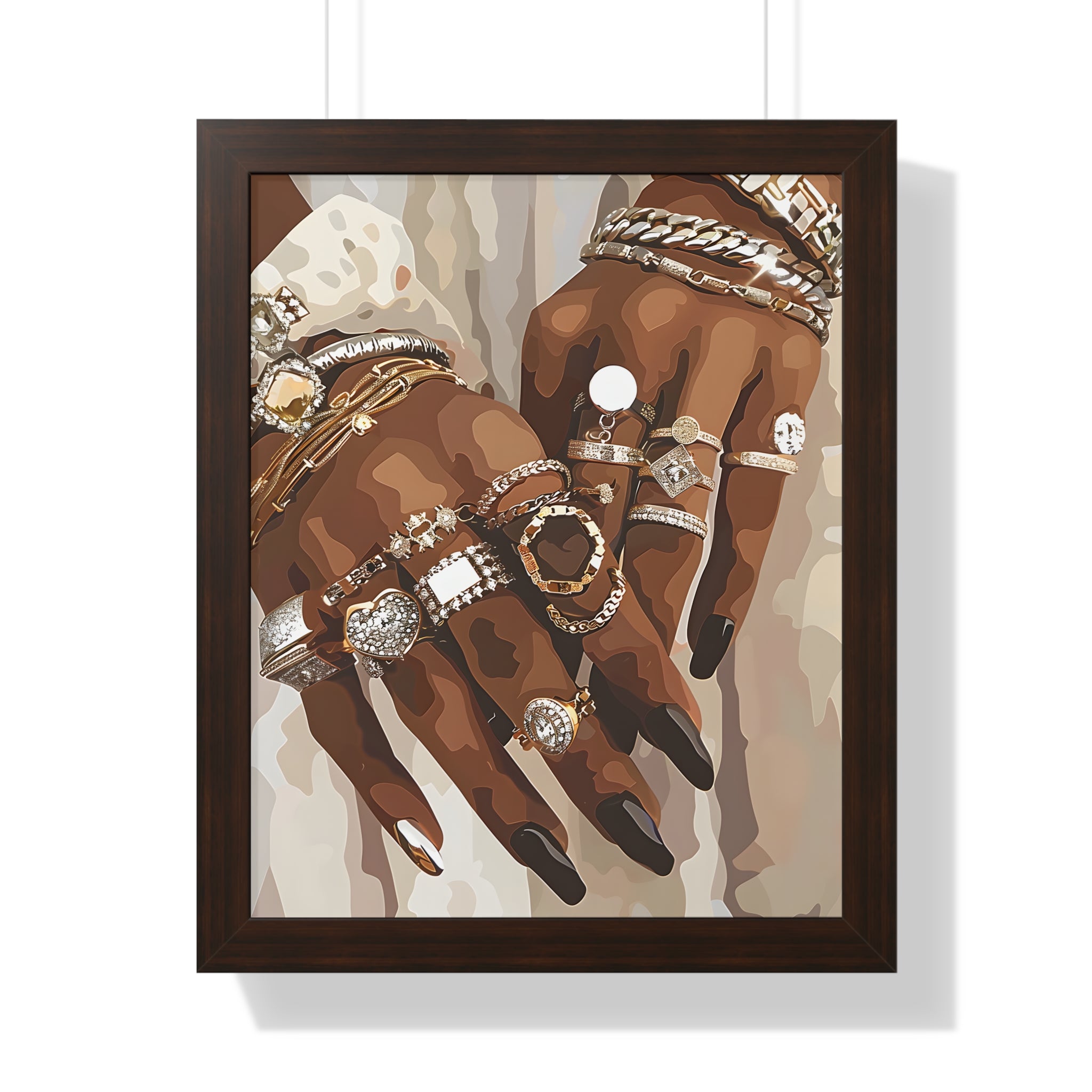 Framed Paper Print - Layered Luxe Jewelry Hands