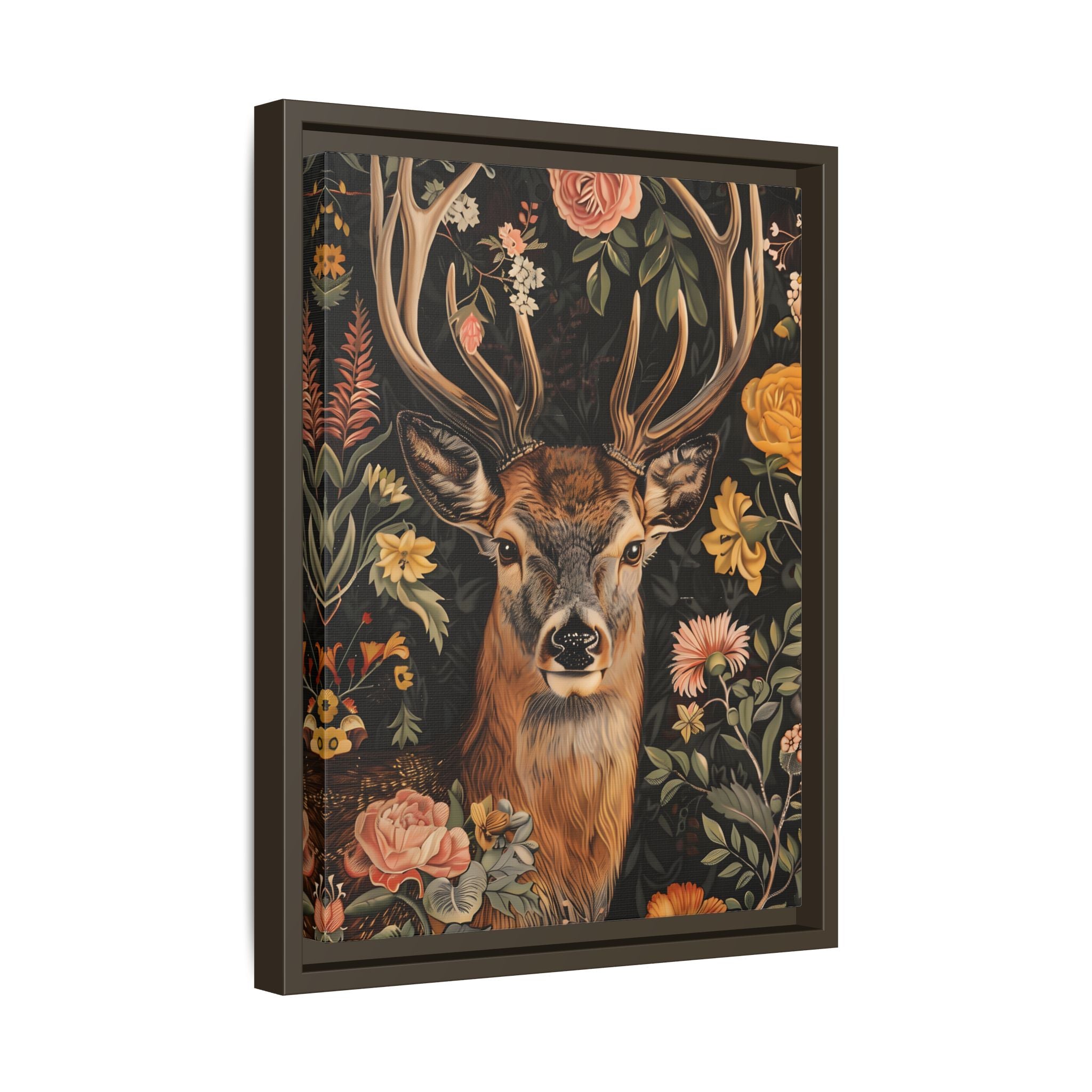 Framed Canvas - Floral Deer Majesty