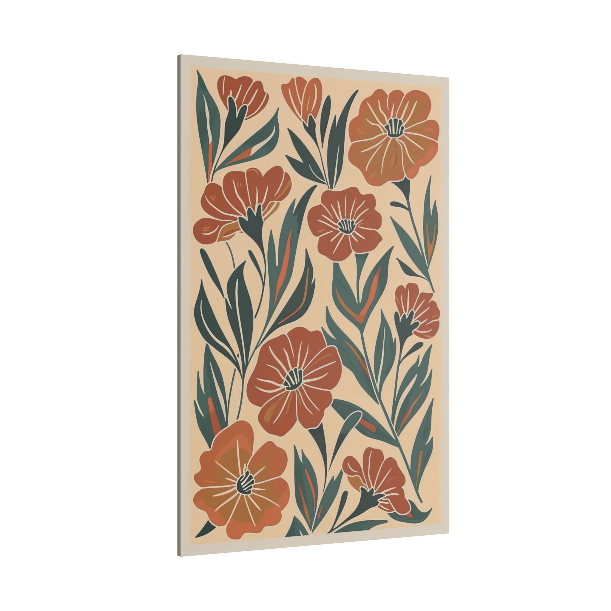.75" Matte Canvas - Burnt Orange Boho Blossoms
