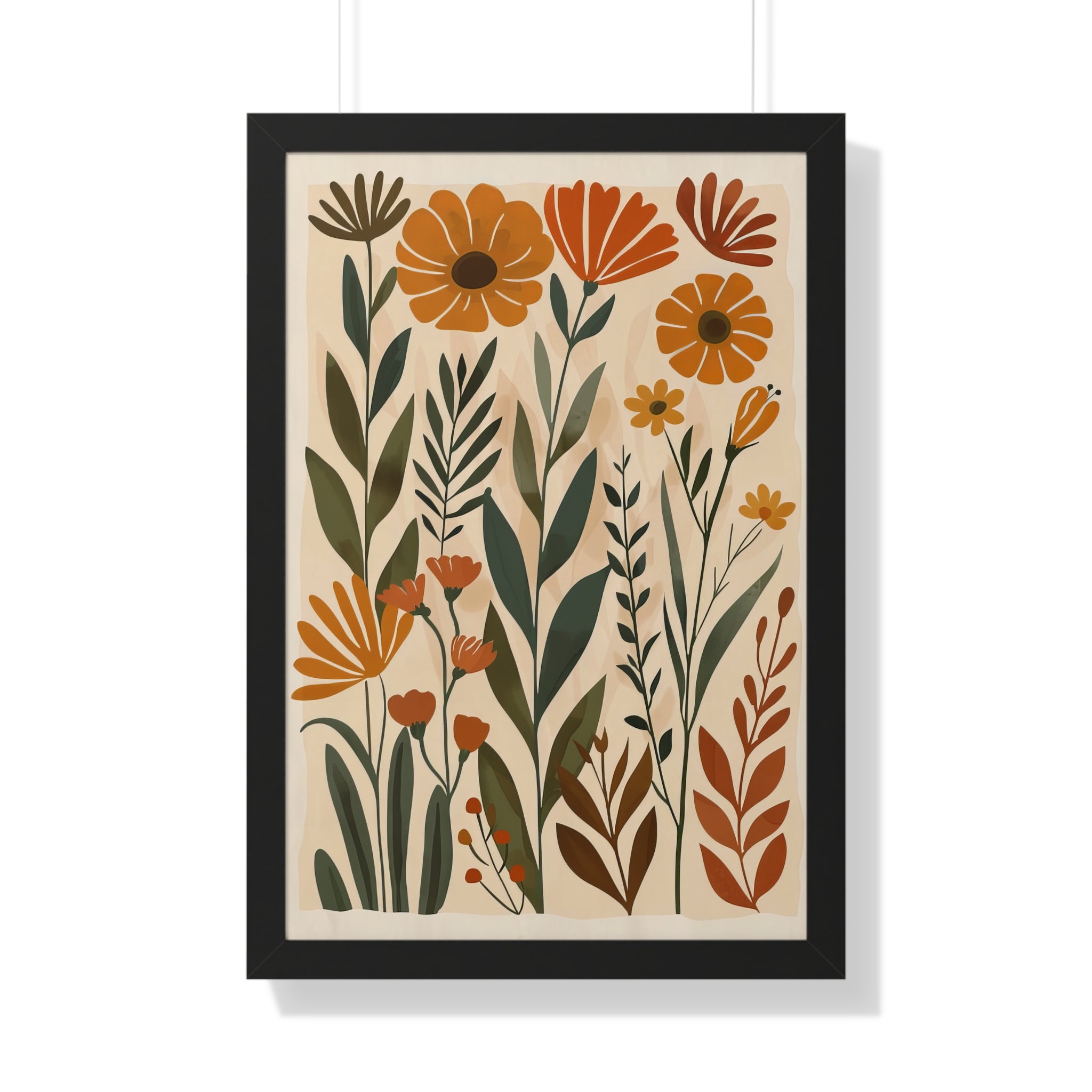 Framed Paper Print - Golden Meadow Boho Blooms