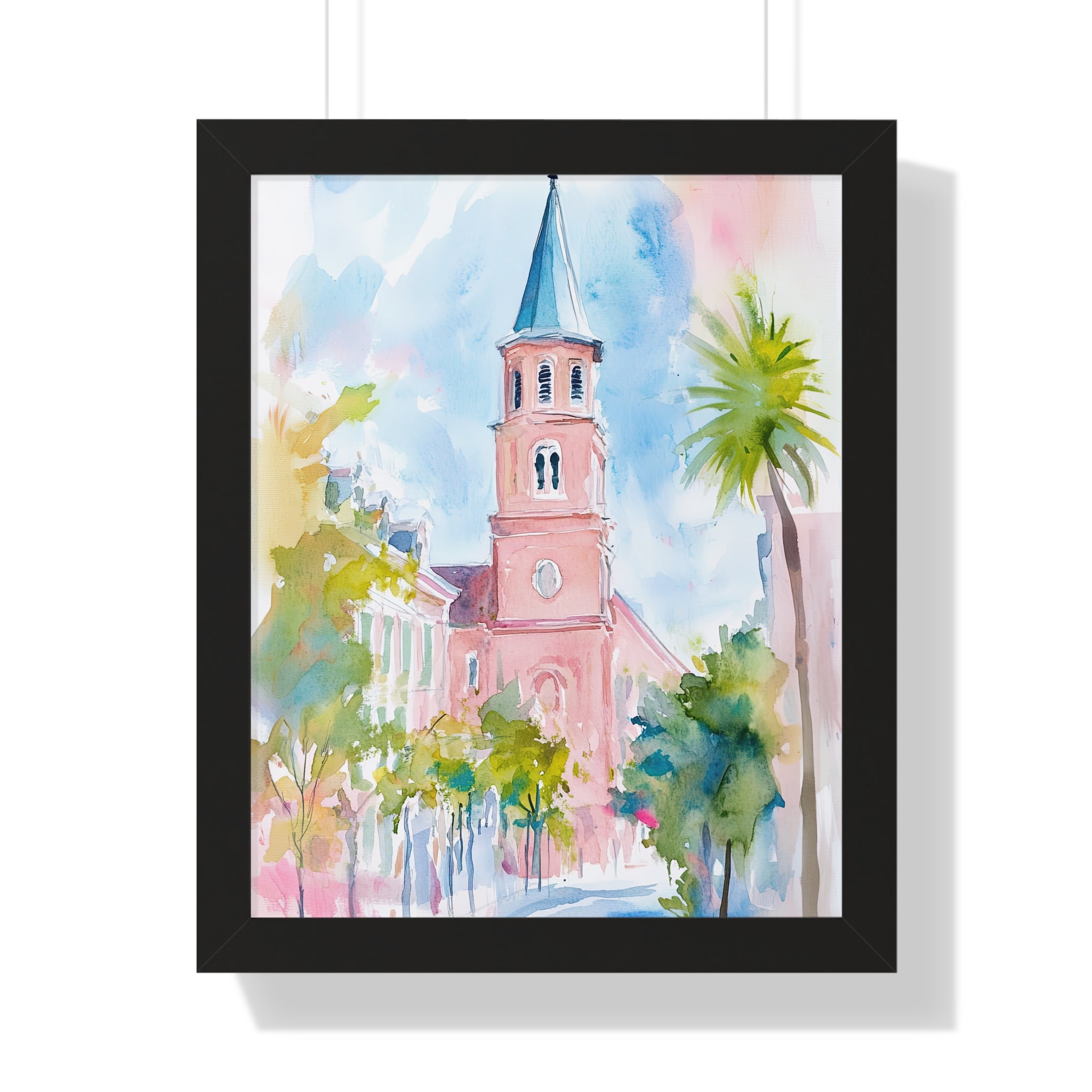 Framed Paper Print - Charleston Steeple in Pastel Haze