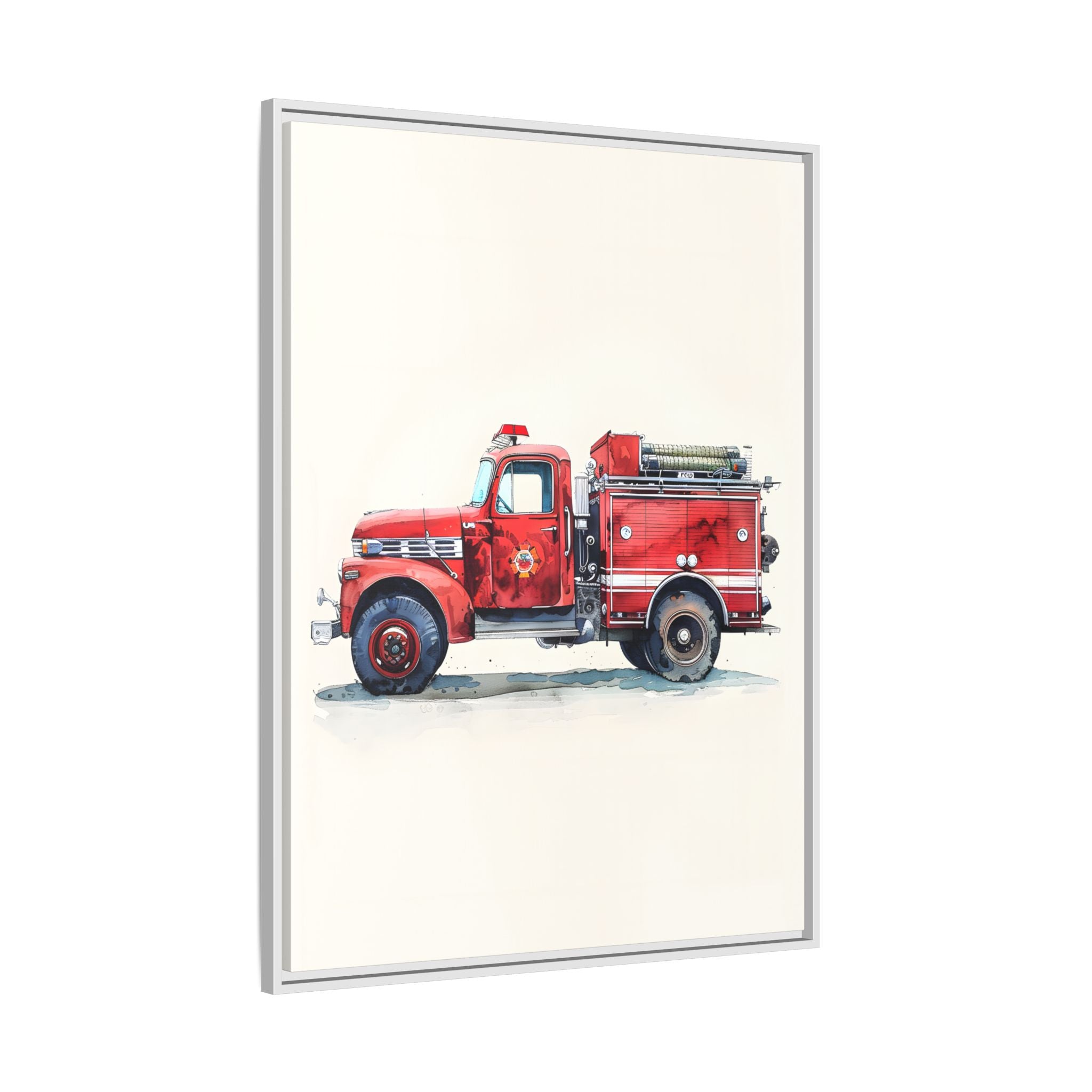 Framed Canvas - Vintage Firetruck Nursery