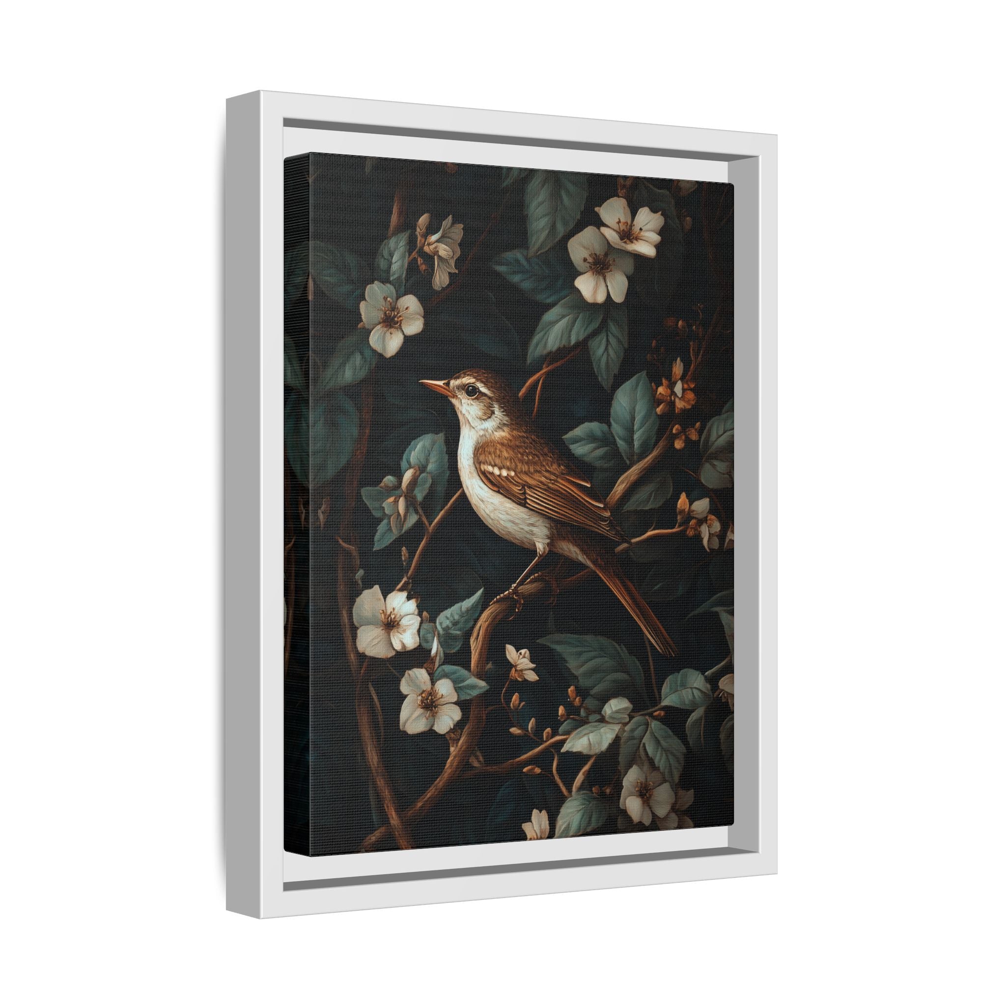 Framed Canvas - Serenade Among Blossoms