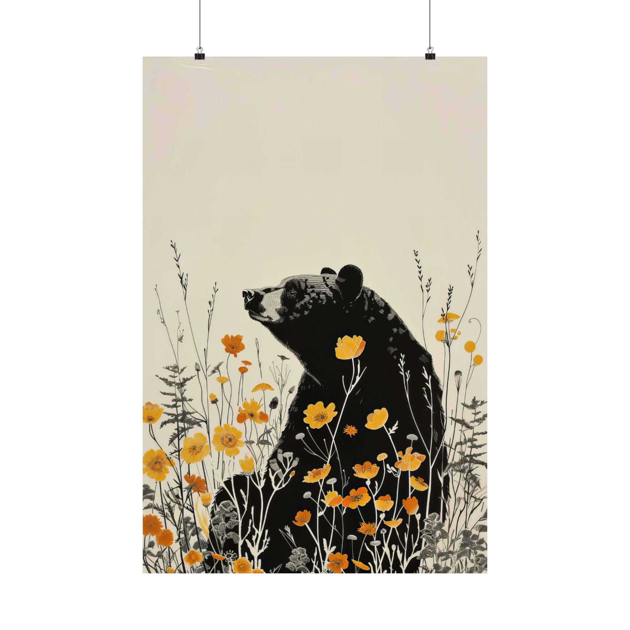 Black Bear in Wildflowers