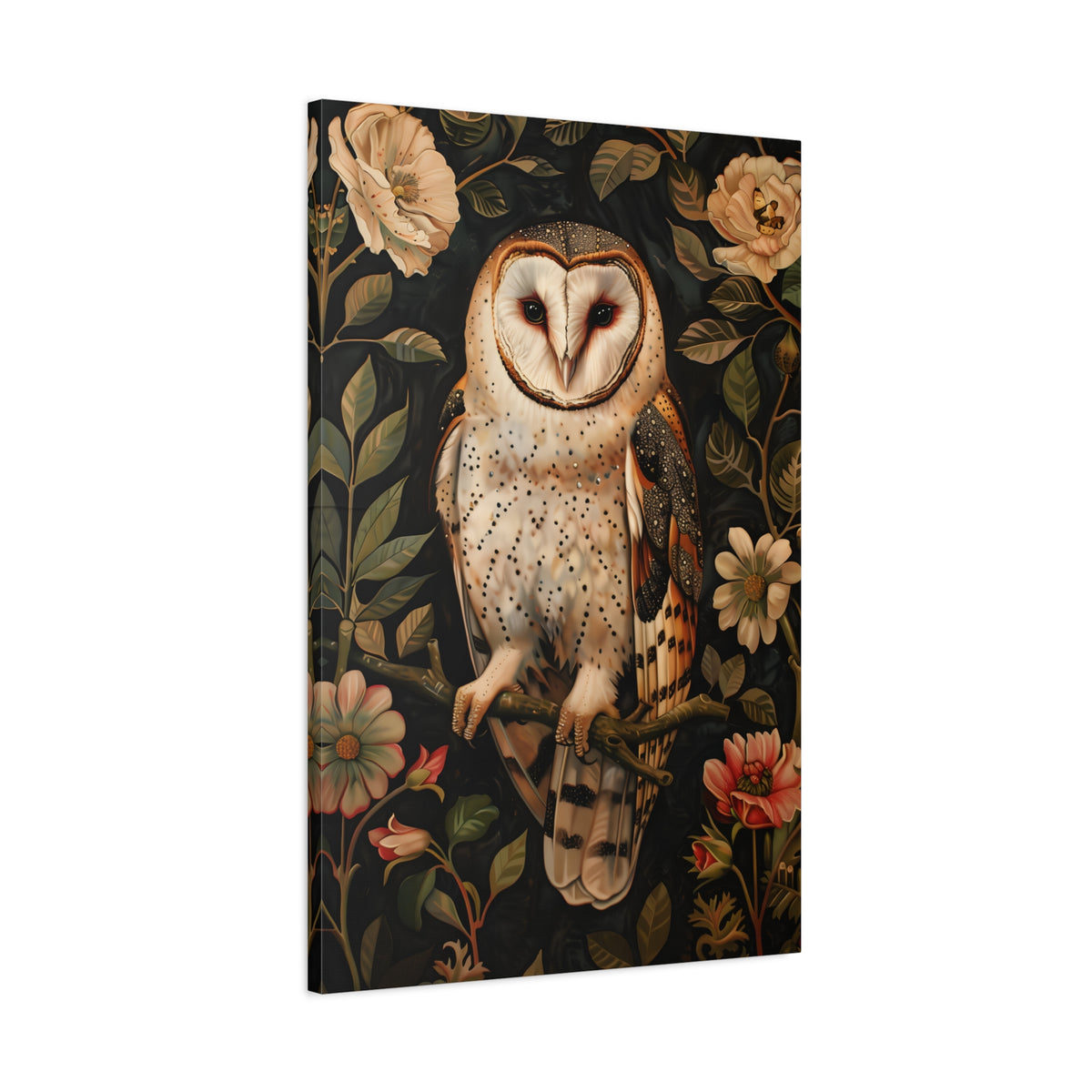 1.25" Matte Canvas - Nocturnal Bloom Owl