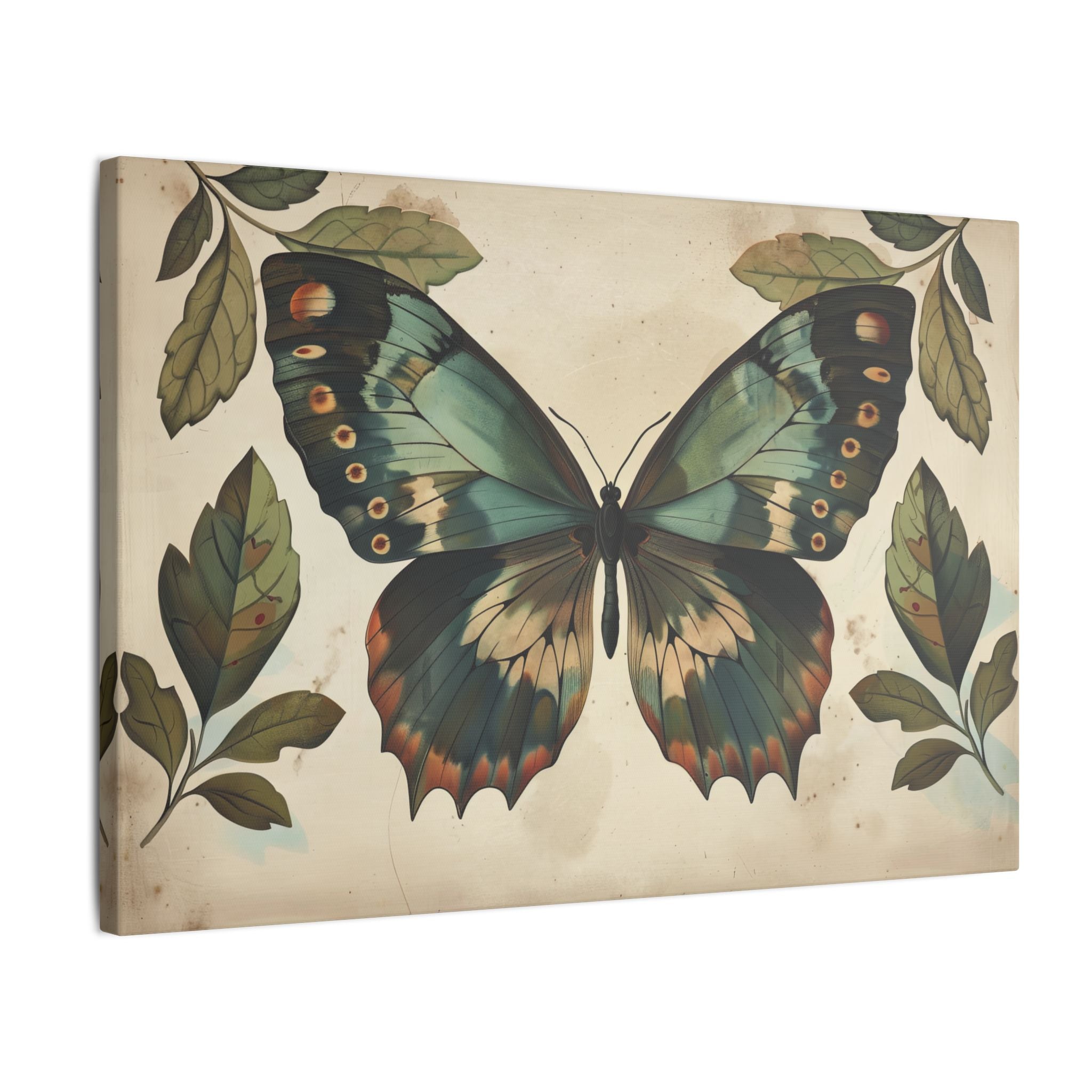 .75" Matte Canvas - Vintage Iridescent Butterfly Bloom