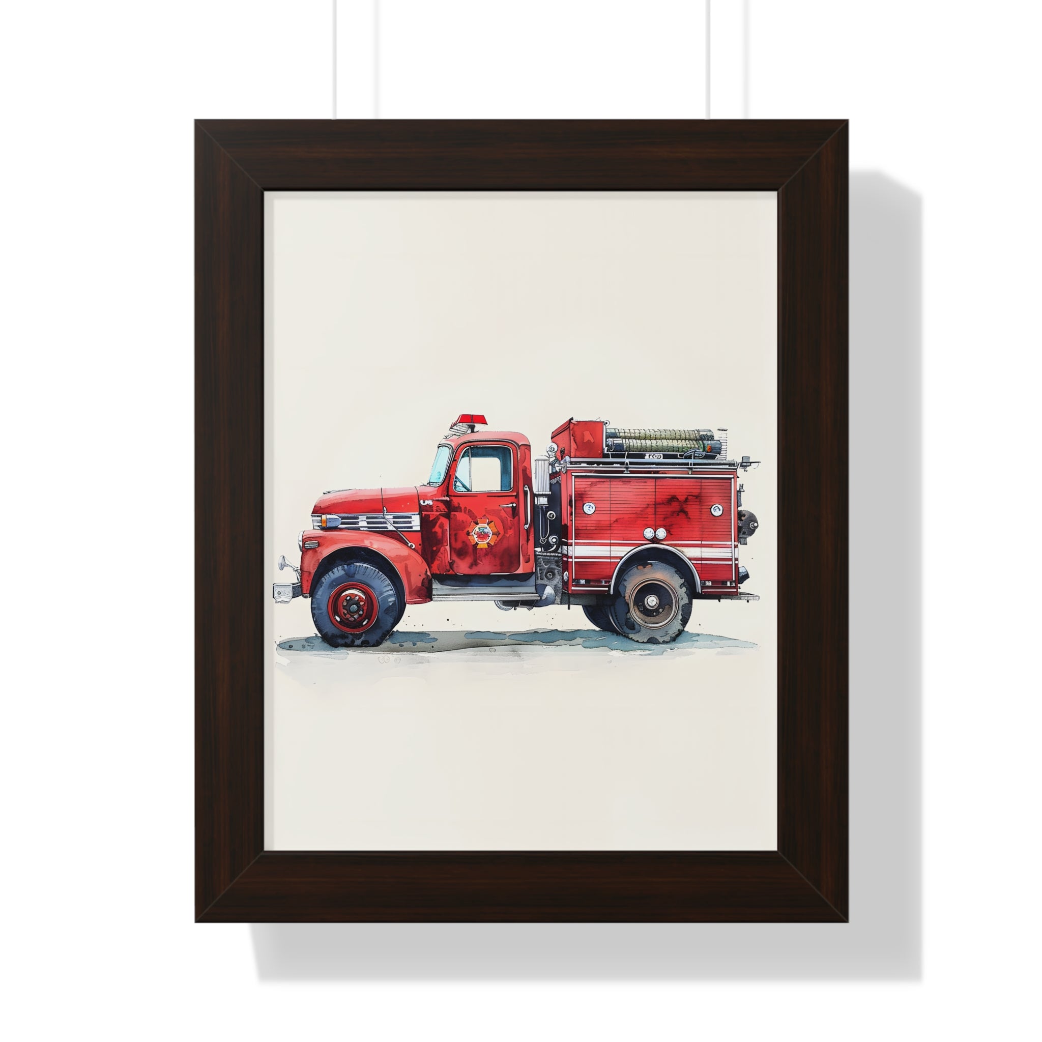 Framed Paper Print - Vintage Firetruck Nursery
