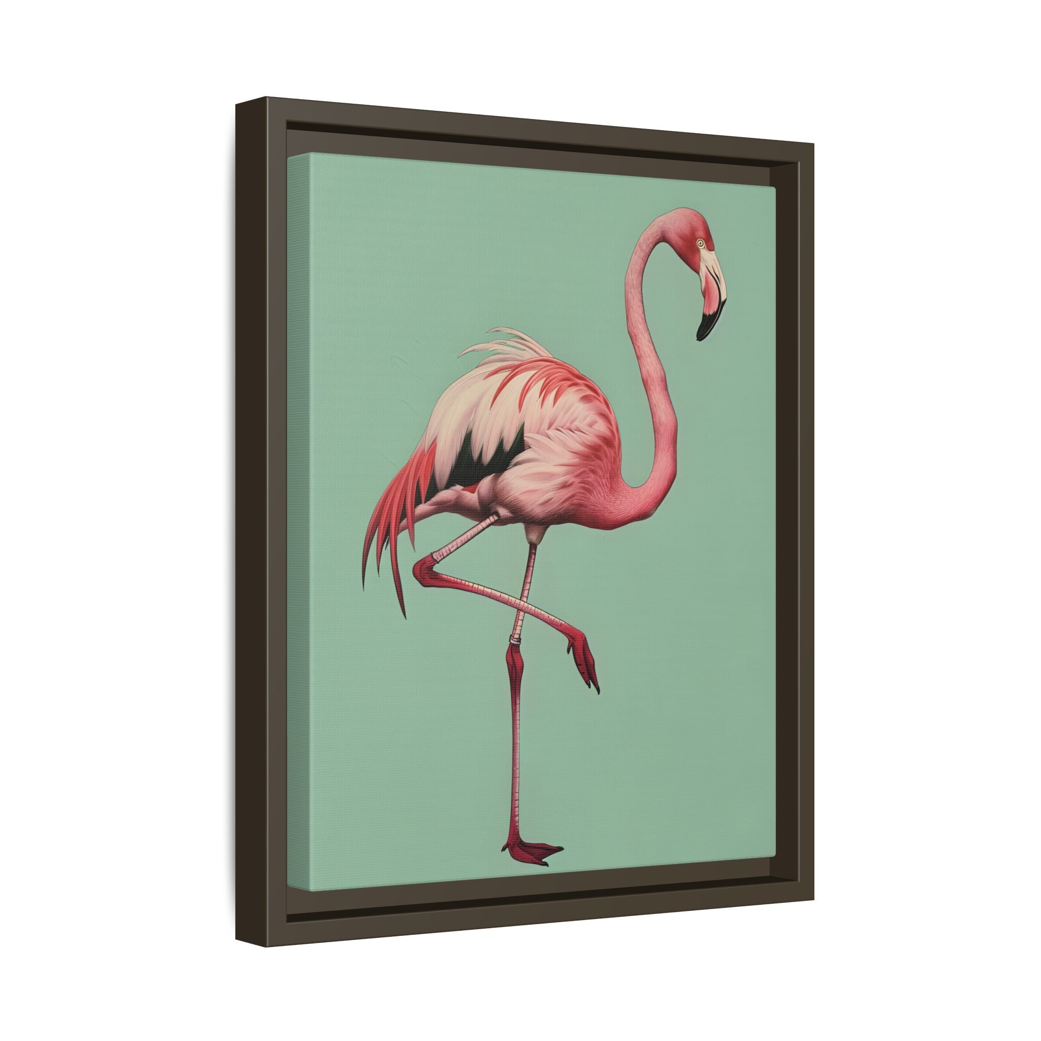 Framed Canvas - Pink Flamingo Tropical