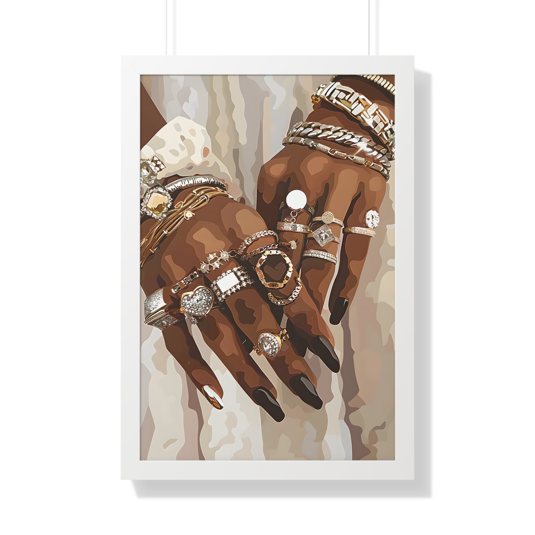 Framed Paper Print - Layered Luxe Jewelry Hands