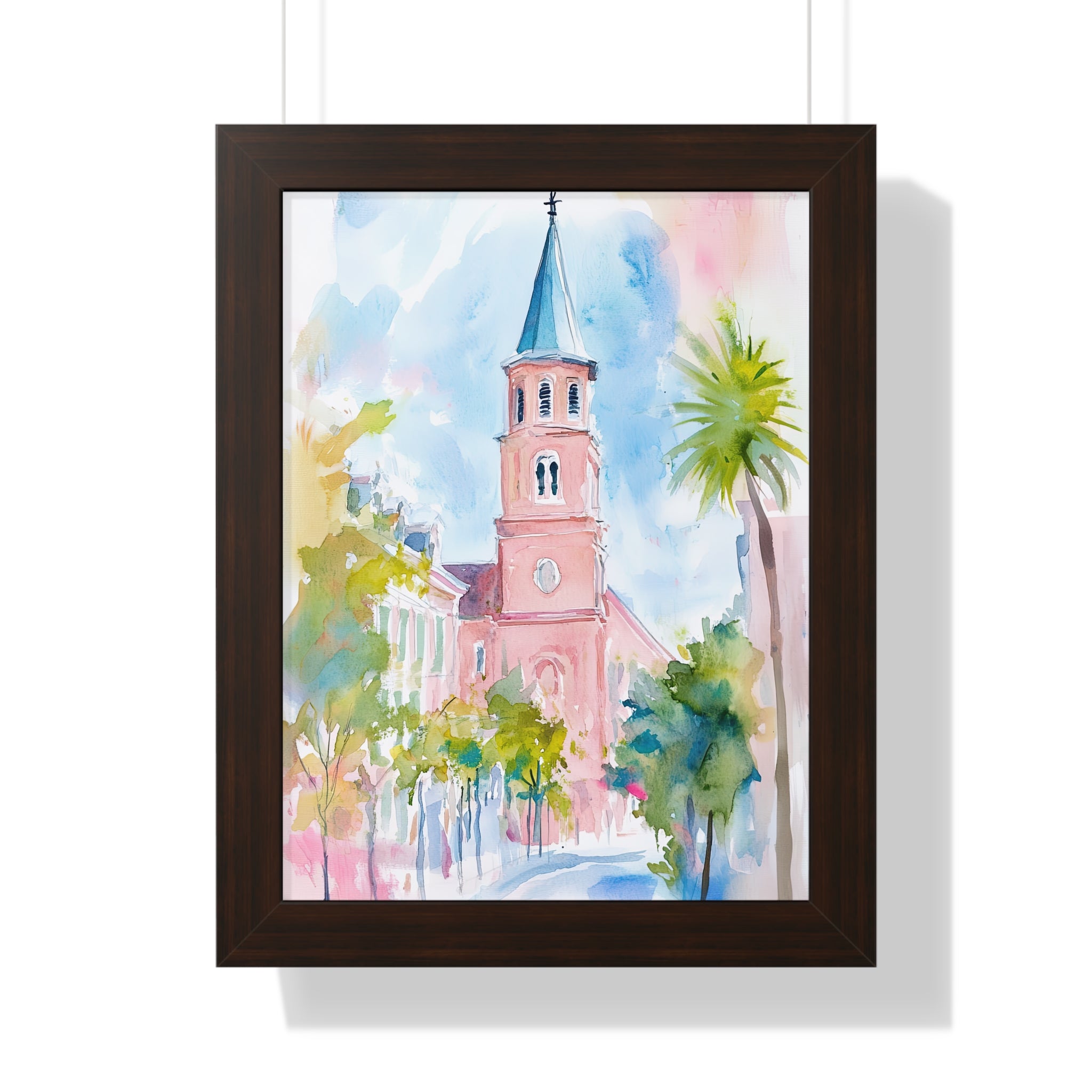 Framed Paper Print - Charleston Steeple in Pastel Haze