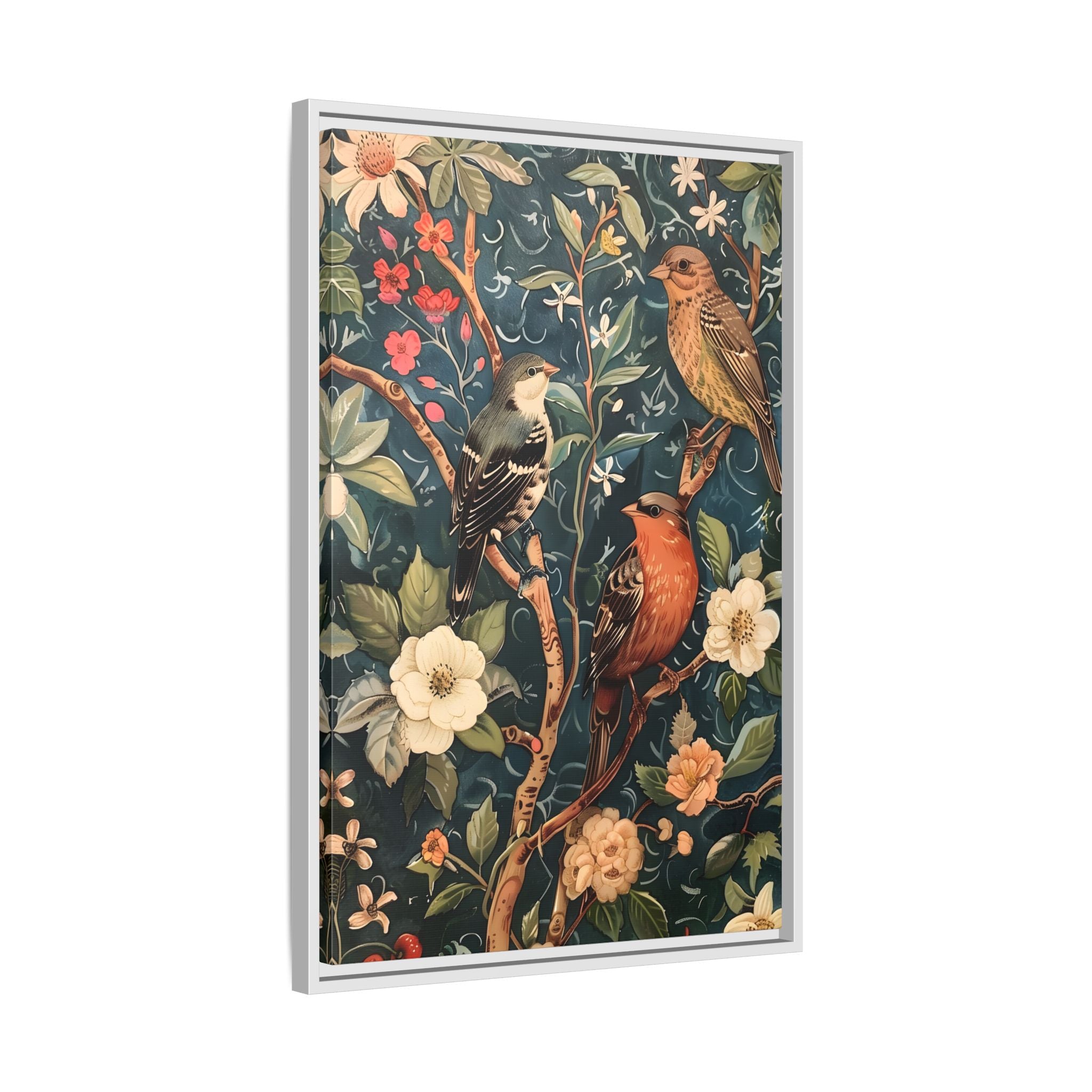 Framed Canvas - Robin and Sparrow Symphony