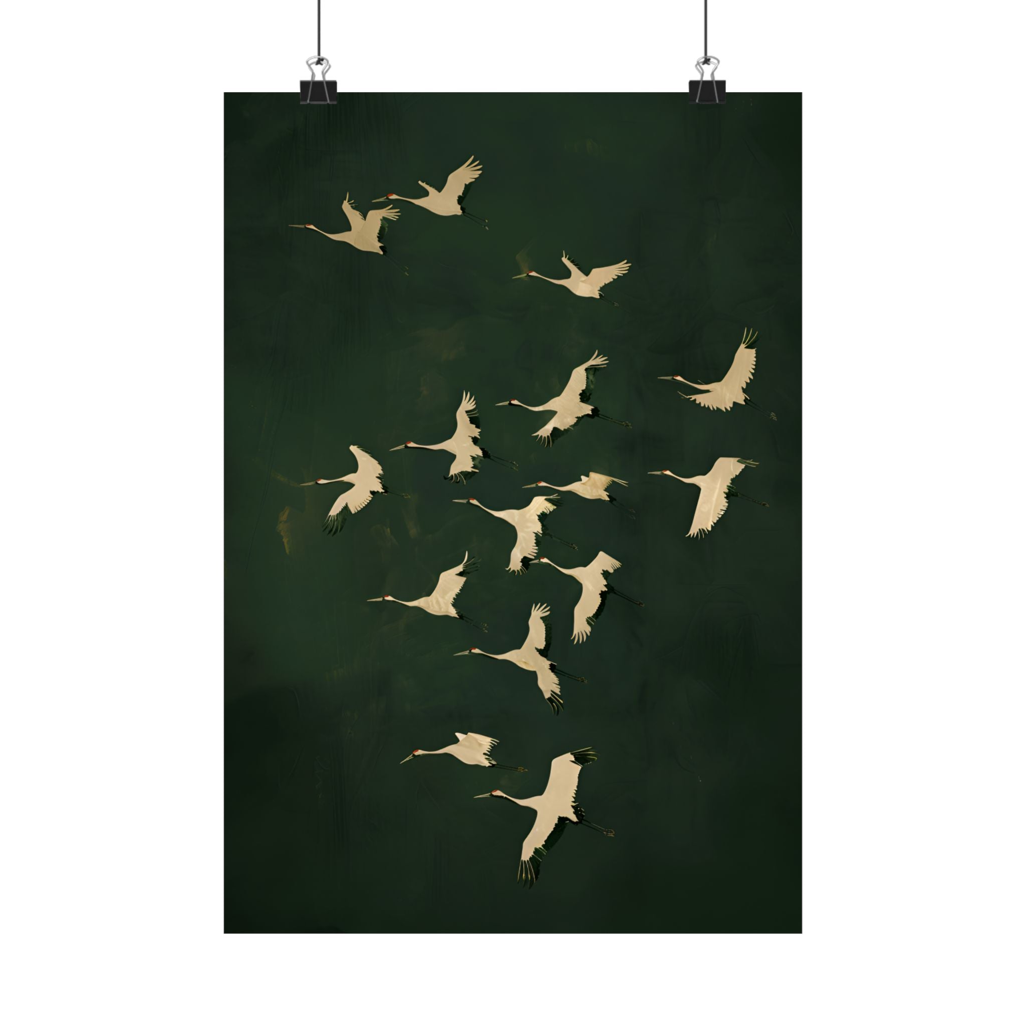 Emerald Sky Japanese Cranes