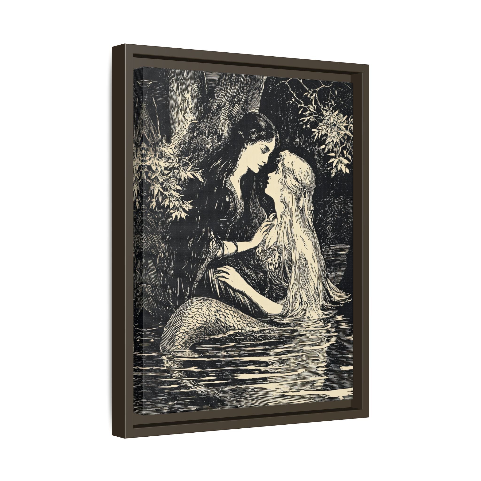 Framed Canvas - Mermaid Fairy Midnight Kiss