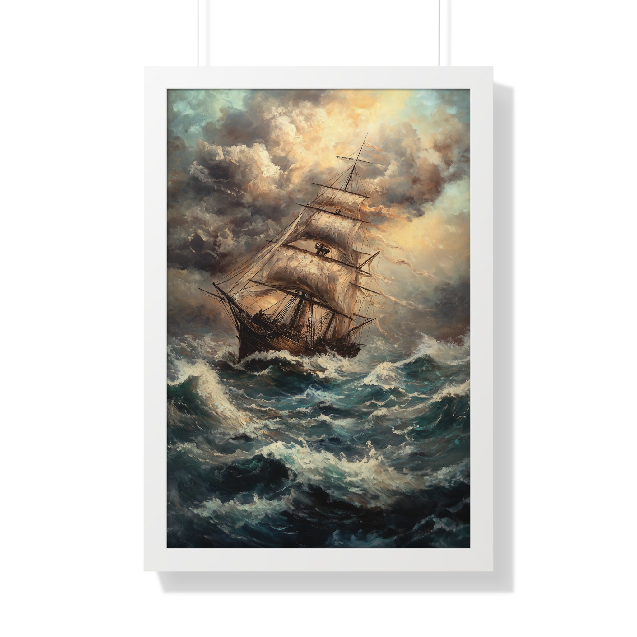 Framed Paper Print - Stormy Voyage Sailing Ship
