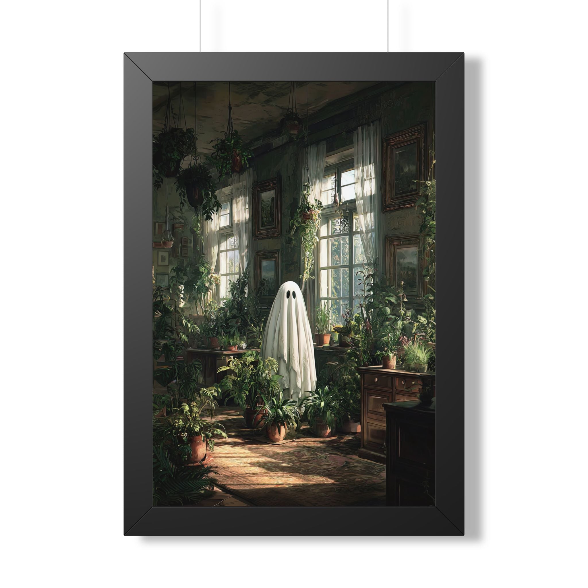 Framed Paper Print - Ghost Among Houseplants