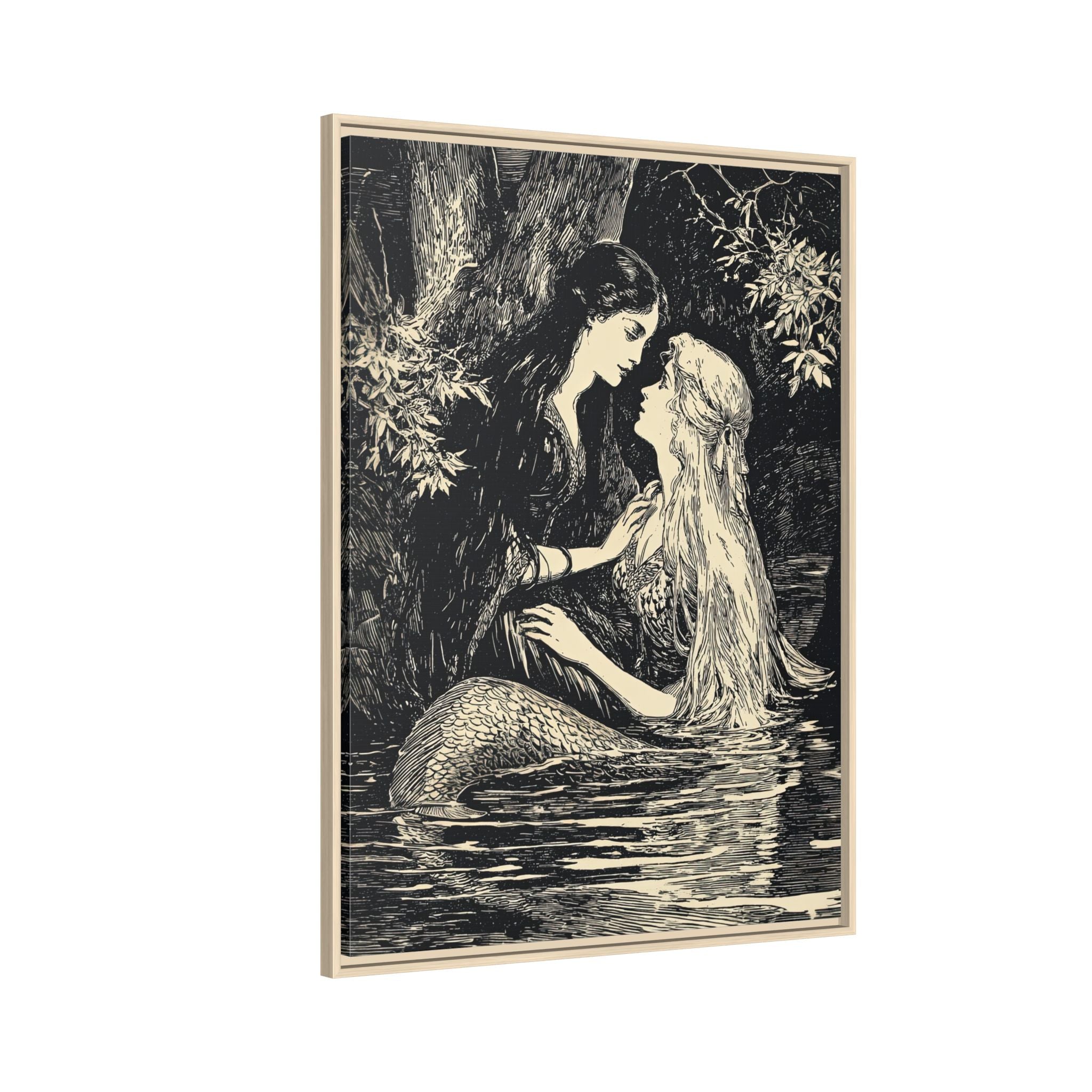 Framed Canvas - Mermaid Fairy Midnight Kiss