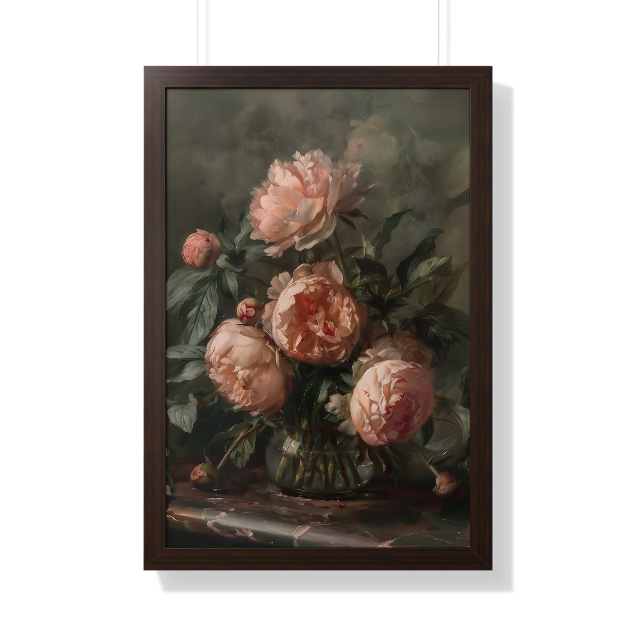Framed Paper Print - Vintage Blush Peony Bouquet