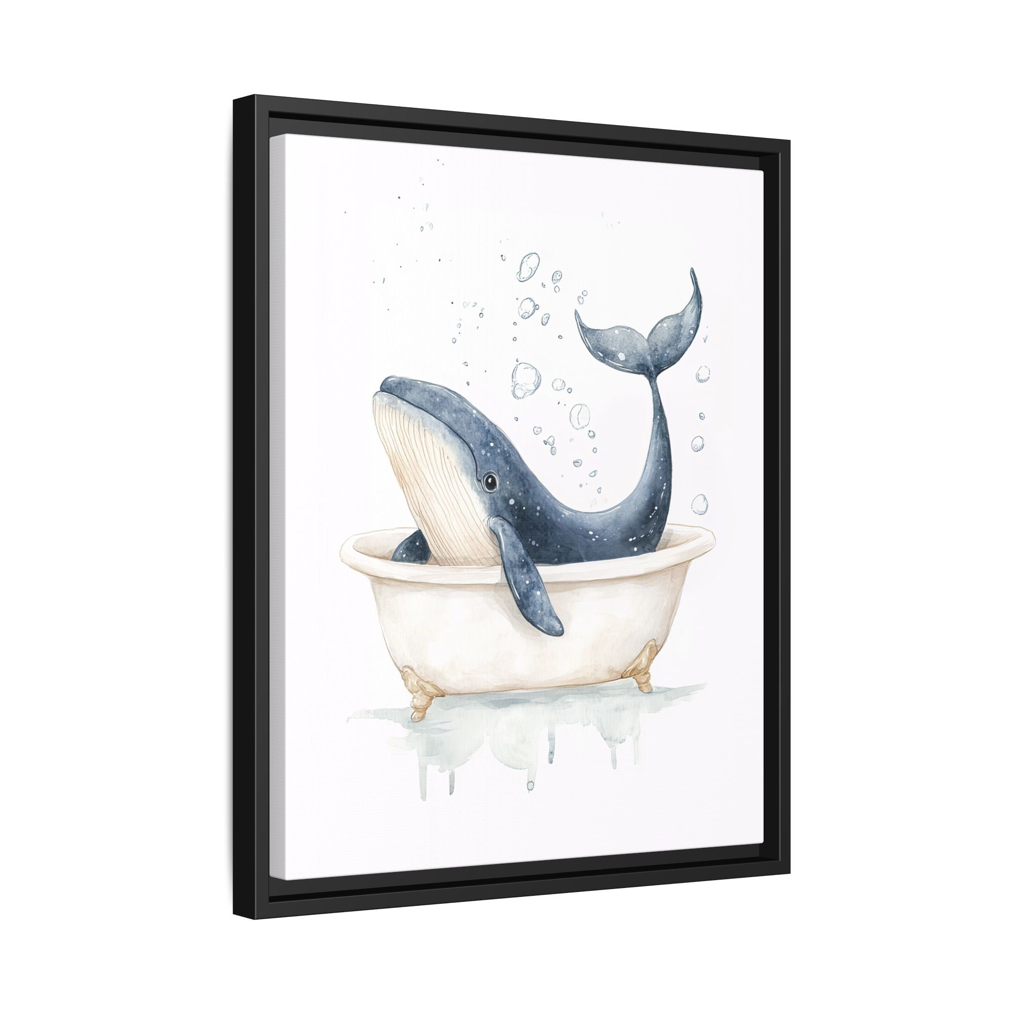 Framed Canvas - Whale Tub Bubble Splash