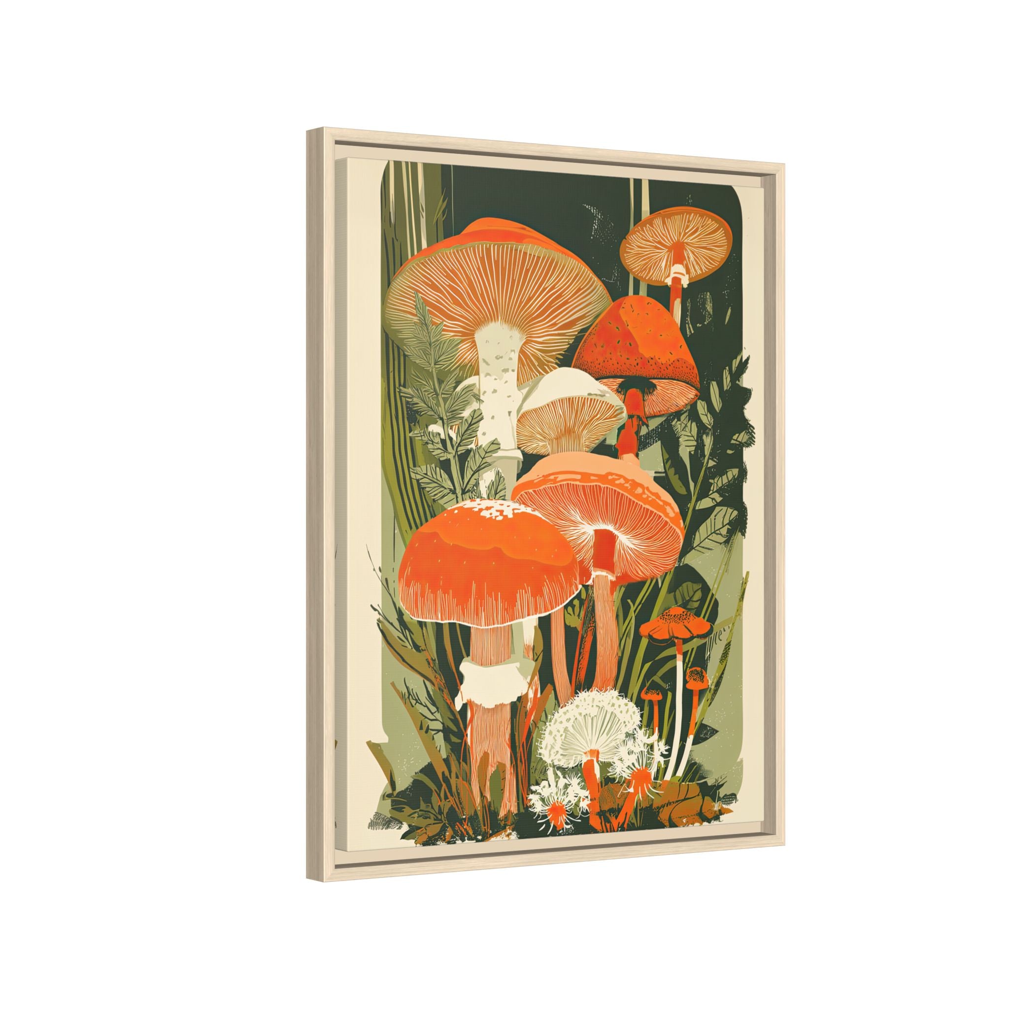 Framed Canvas - Groovy Woodland Mushrooms