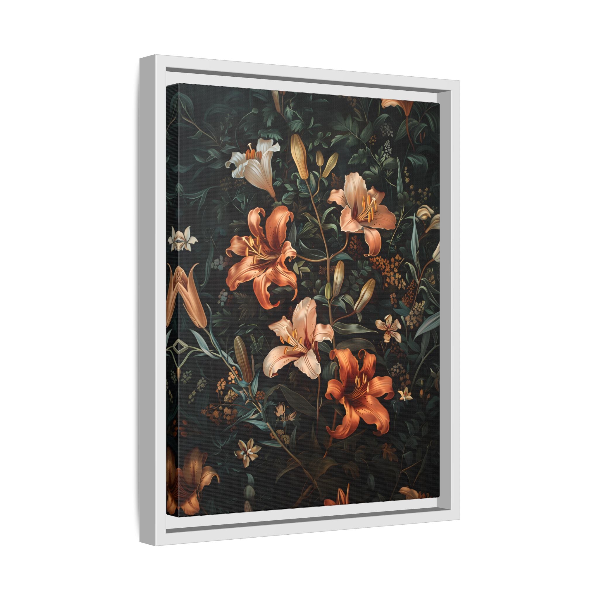 Framed Canvas - Elegant Blooming Lilies