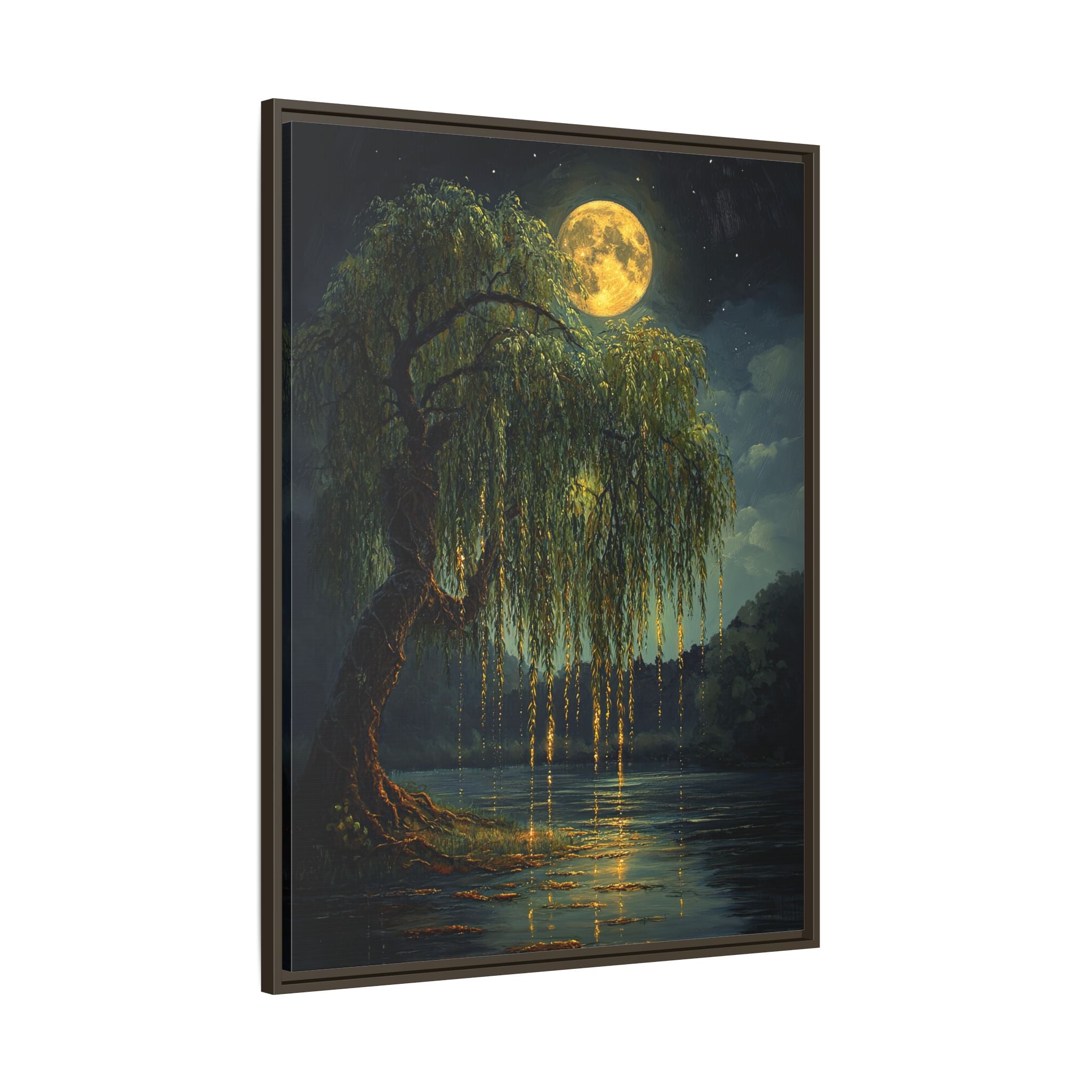 Framed Canvas - Moonlit Willow Glow