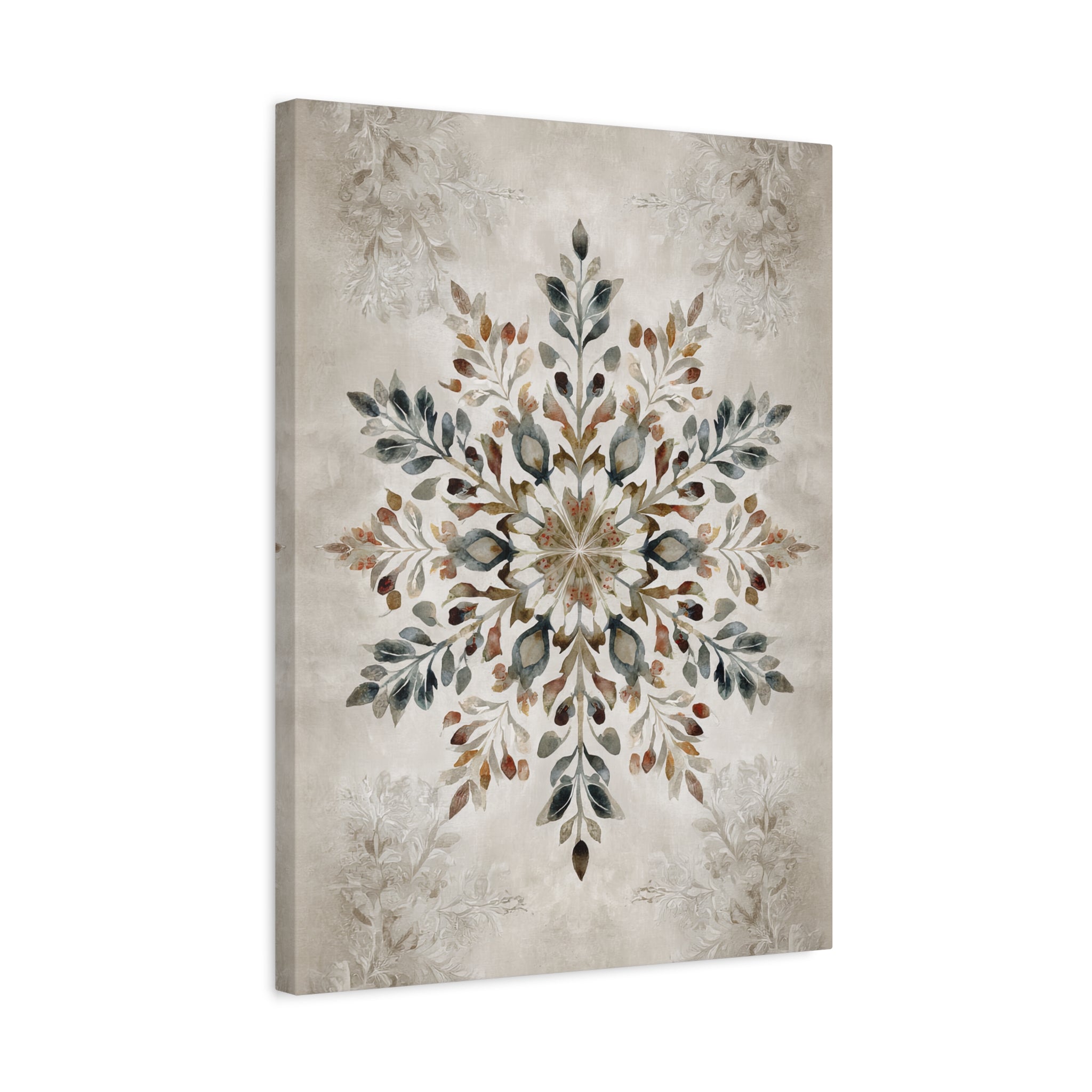 1.25" Matte Canvas - Nordic Botanical Snowflake