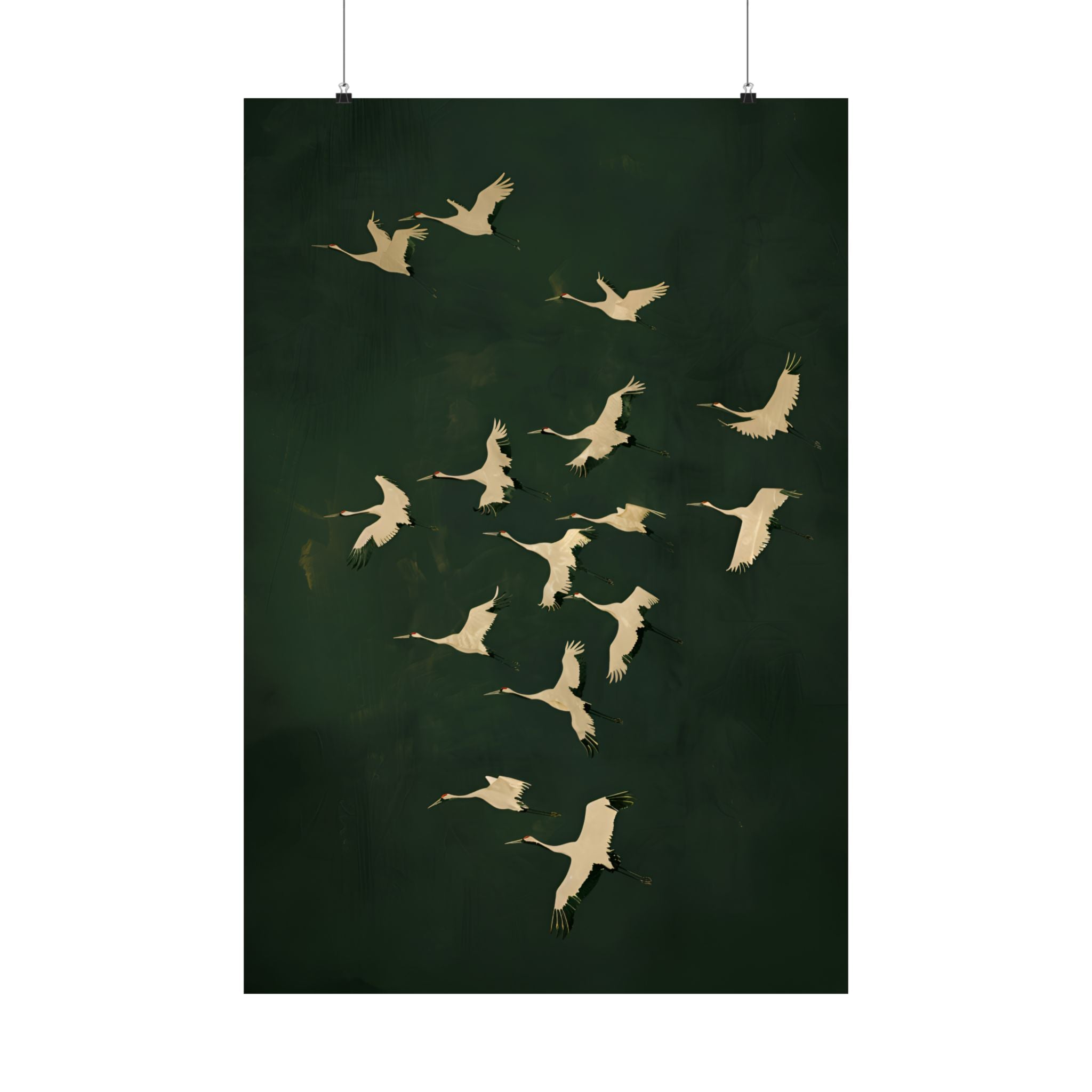 Emerald Sky Japanese Cranes