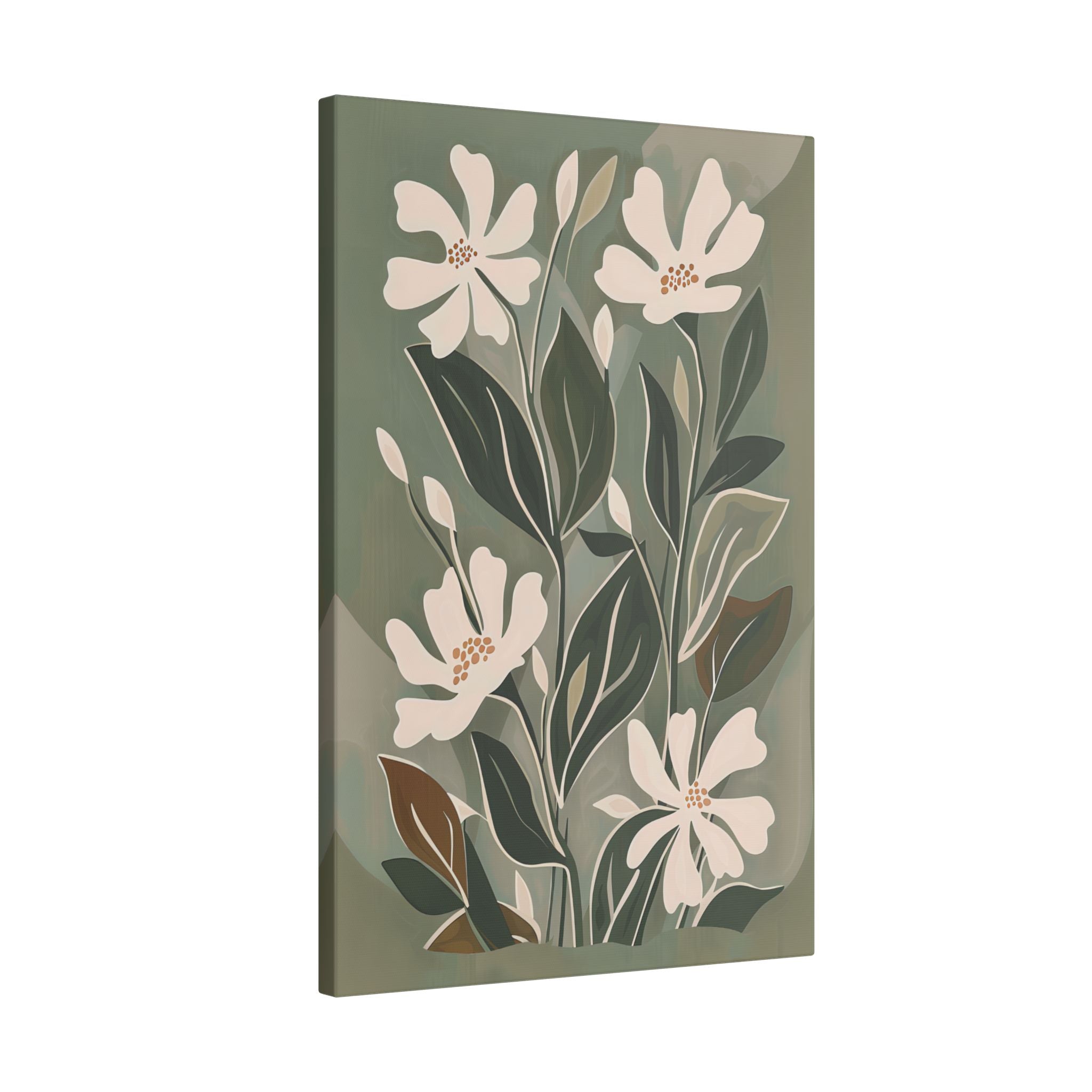 .75" Matte Canvas - Cream Blooms on Sage Leaves