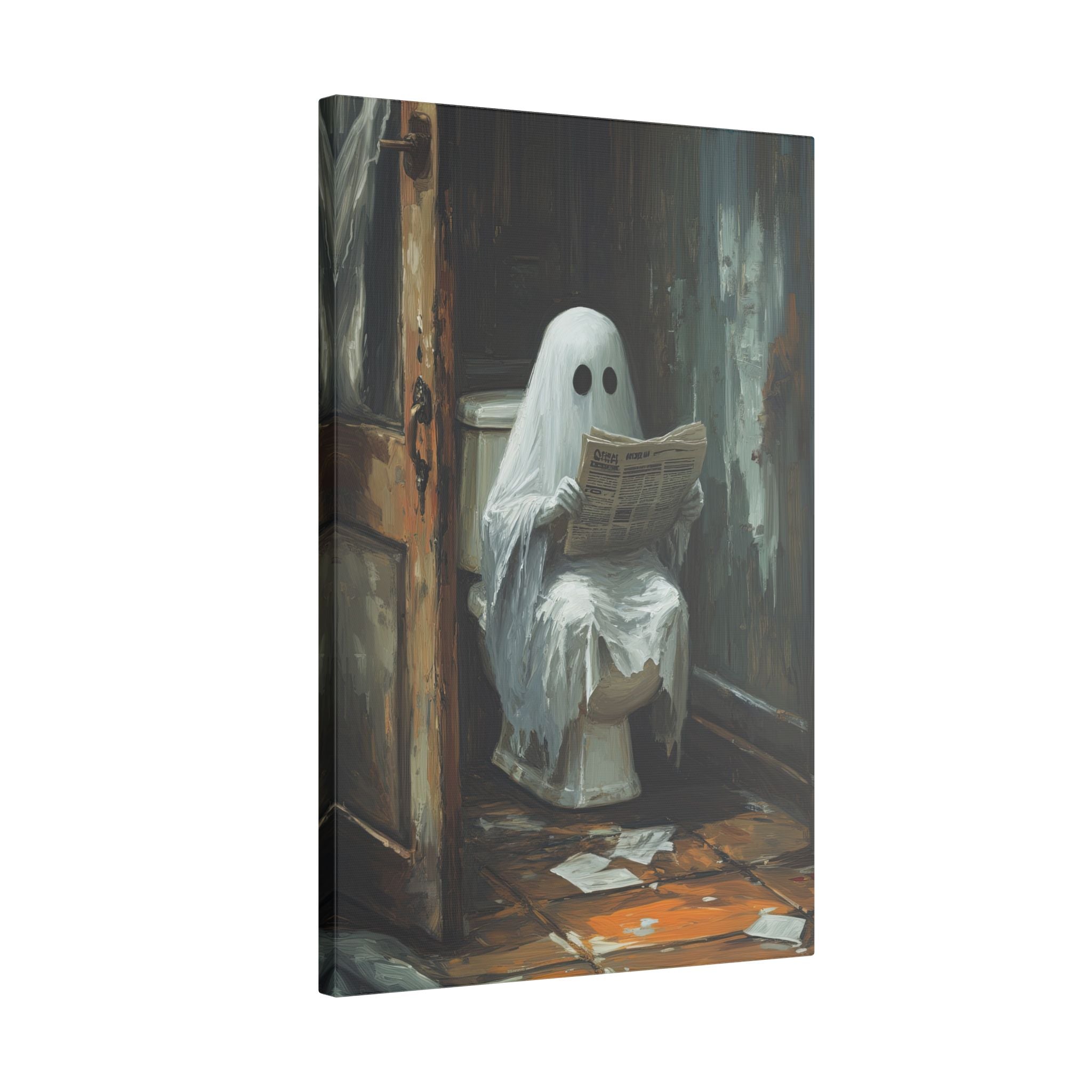 .75" Matte Canvas - Ghostly Bathroom Break