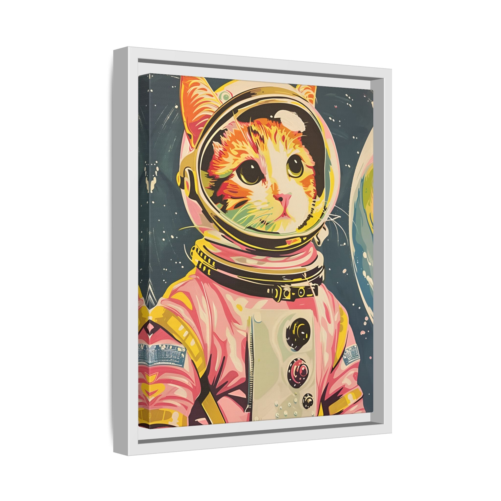 Framed Canvas - Catstronaut Pink Mission