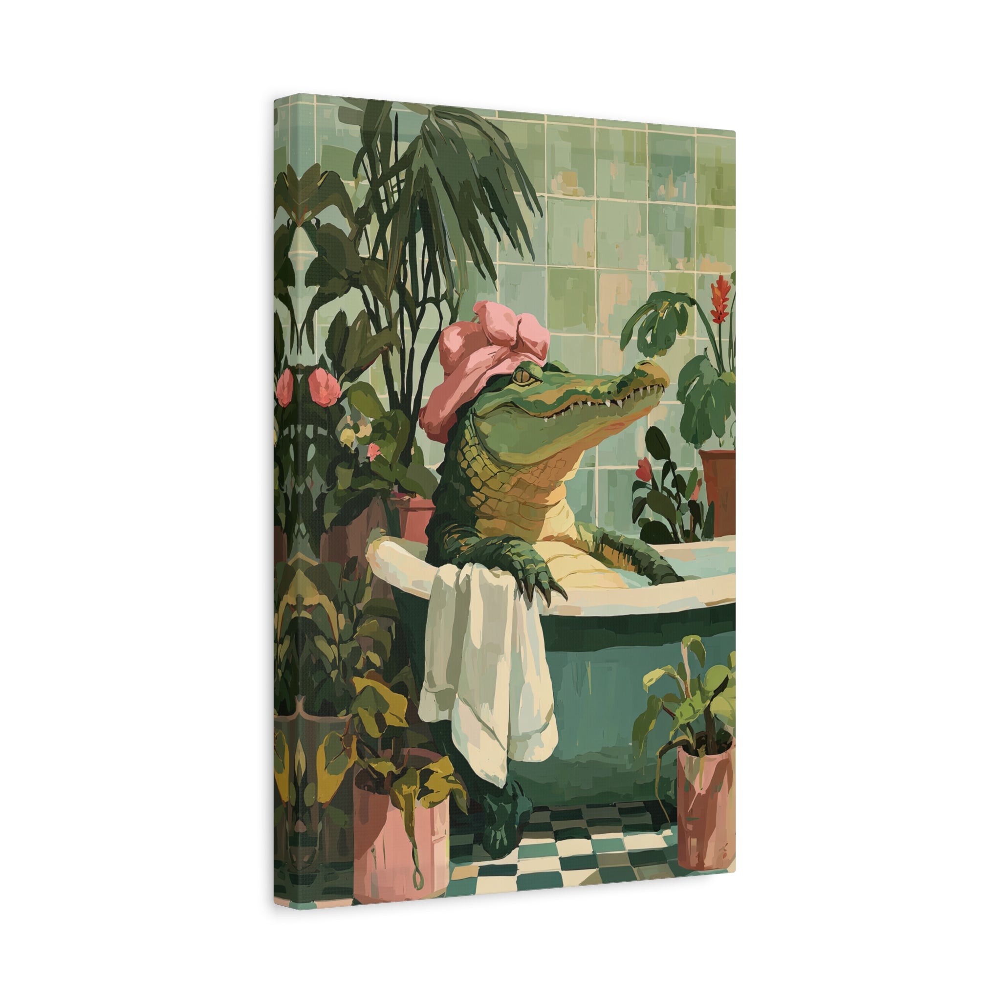 1.25" Matte Canvas - Bathtub Alligator Spa Day