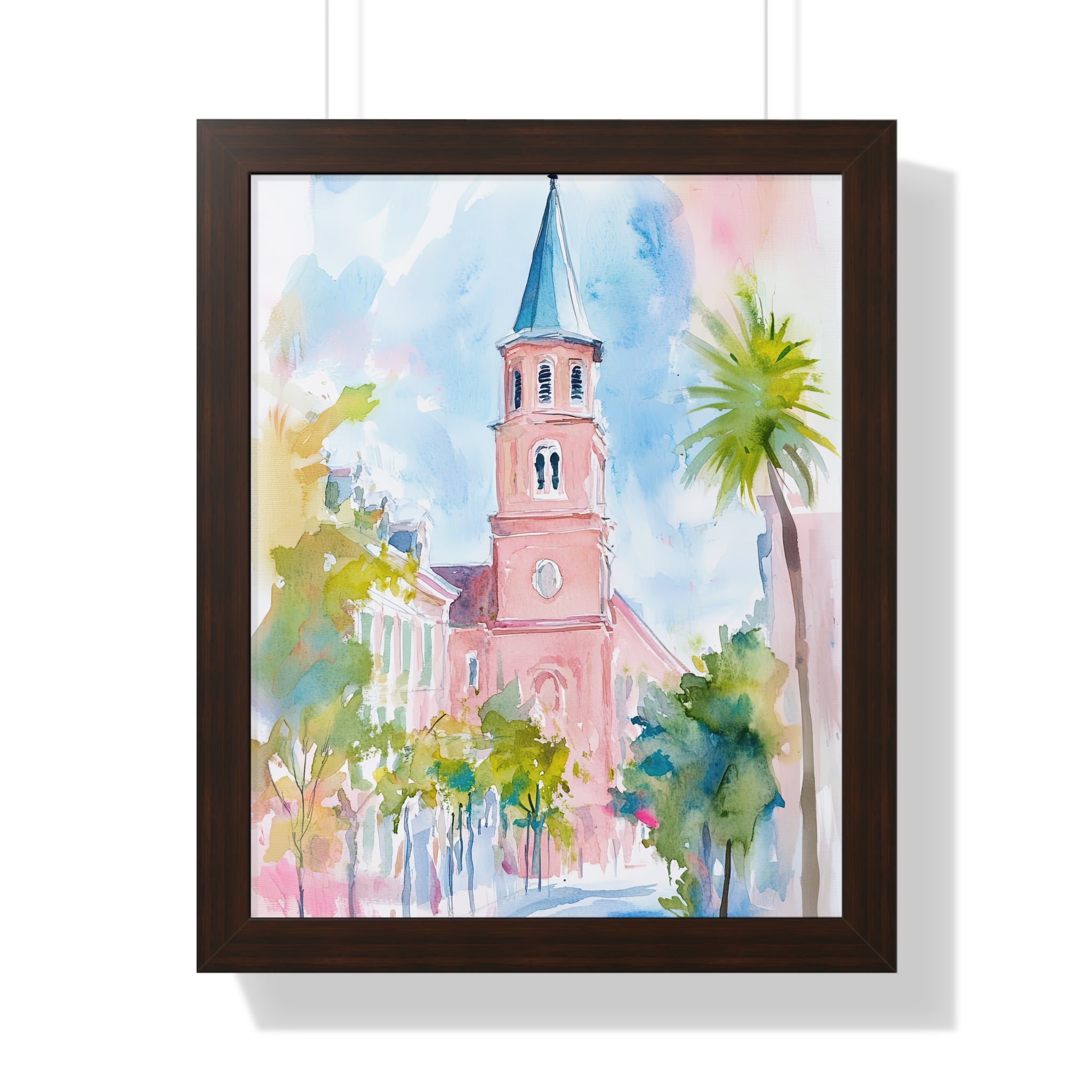 Framed Paper Print - Charleston Steeple in Pastel Haze