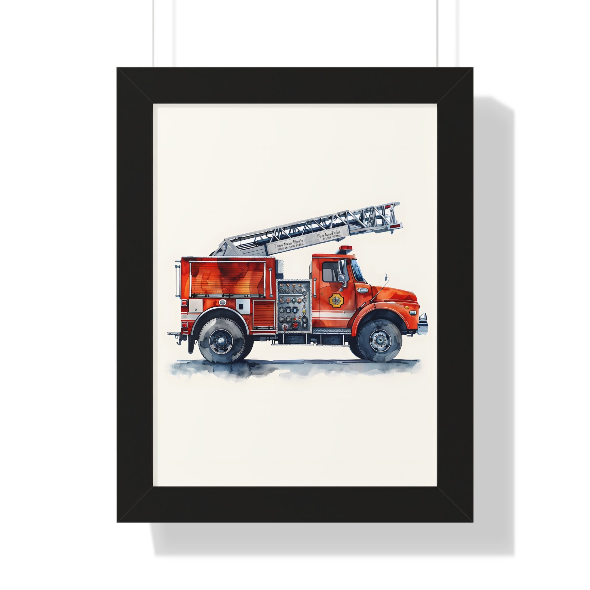 Framed Paper Print - Ladder Firetruck Nursery