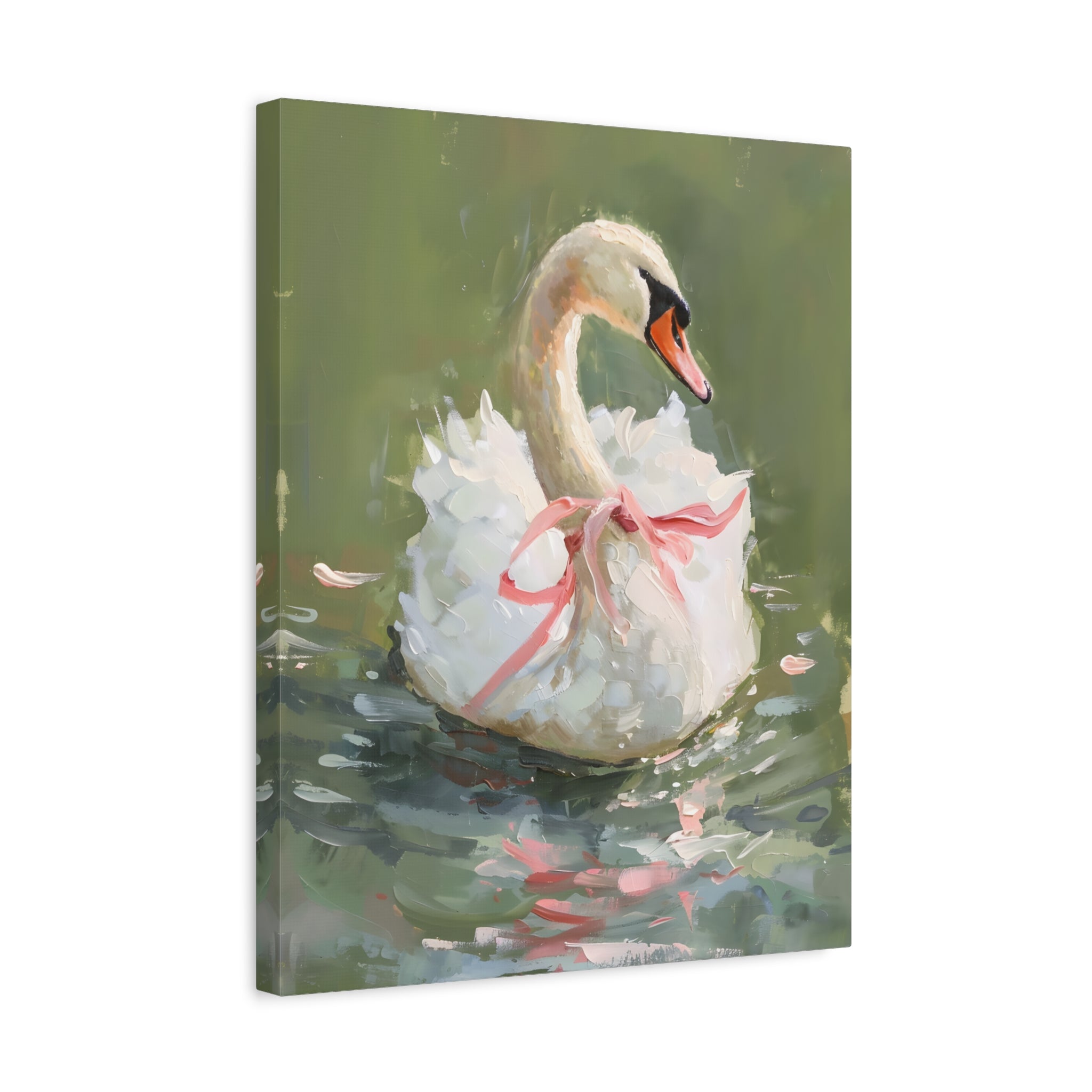 1.25" Matte Canvas - Ballet Swan in Pink Bow