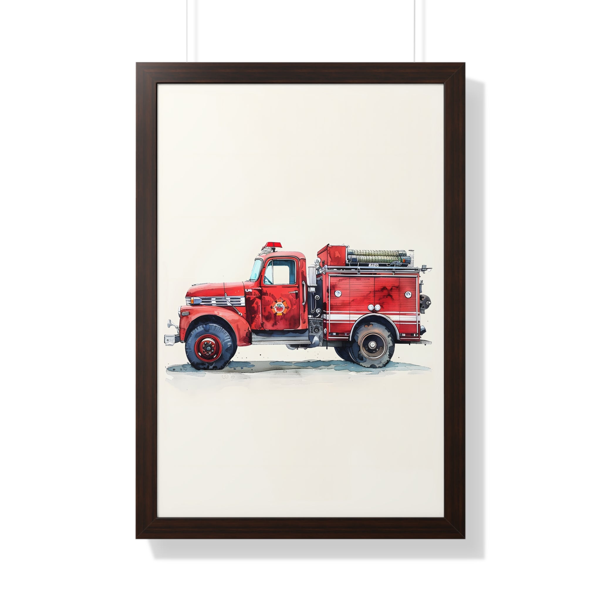 Framed Paper Print - Vintage Firetruck Nursery