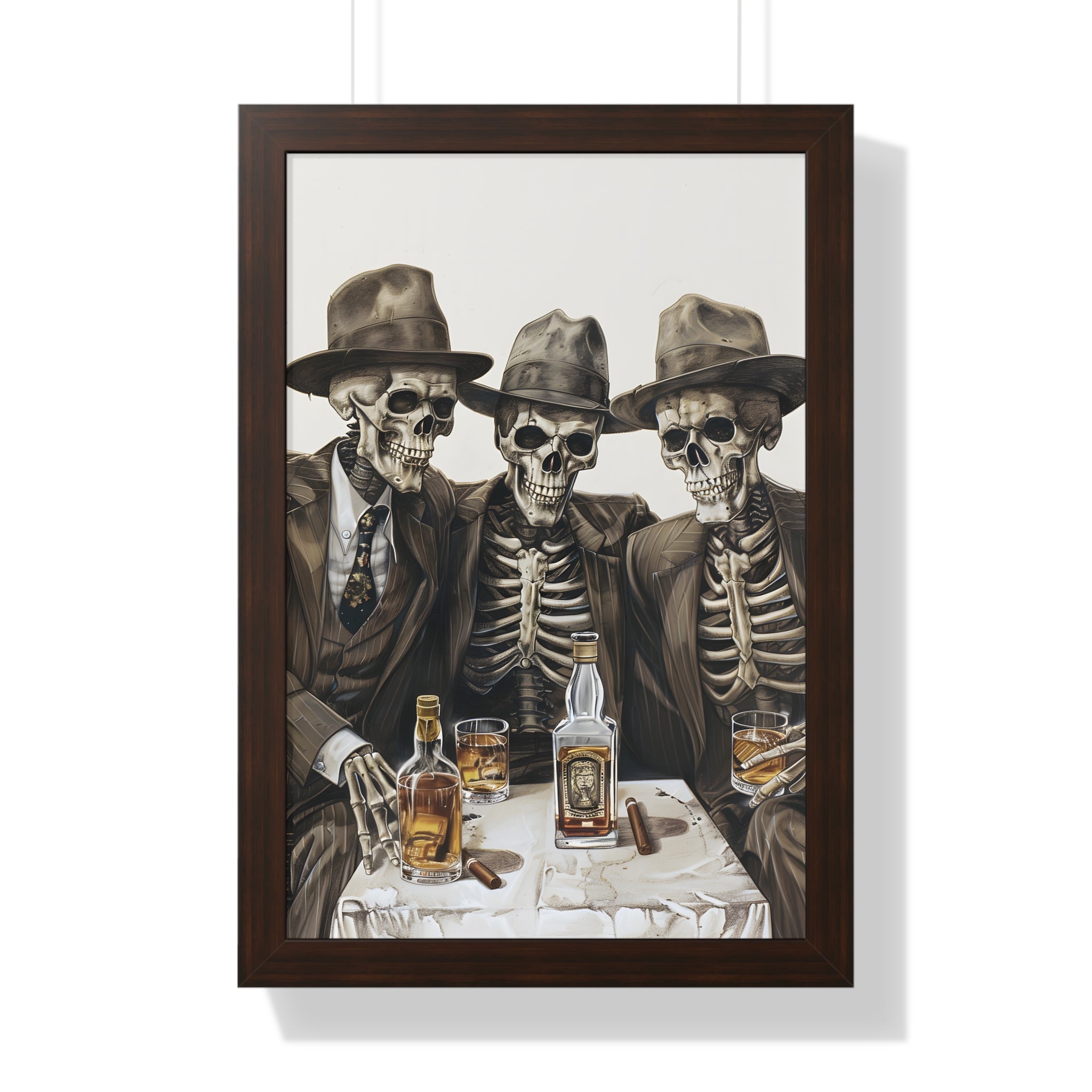 Framed Paper Print - Skeleton Whiskey Gentlemen