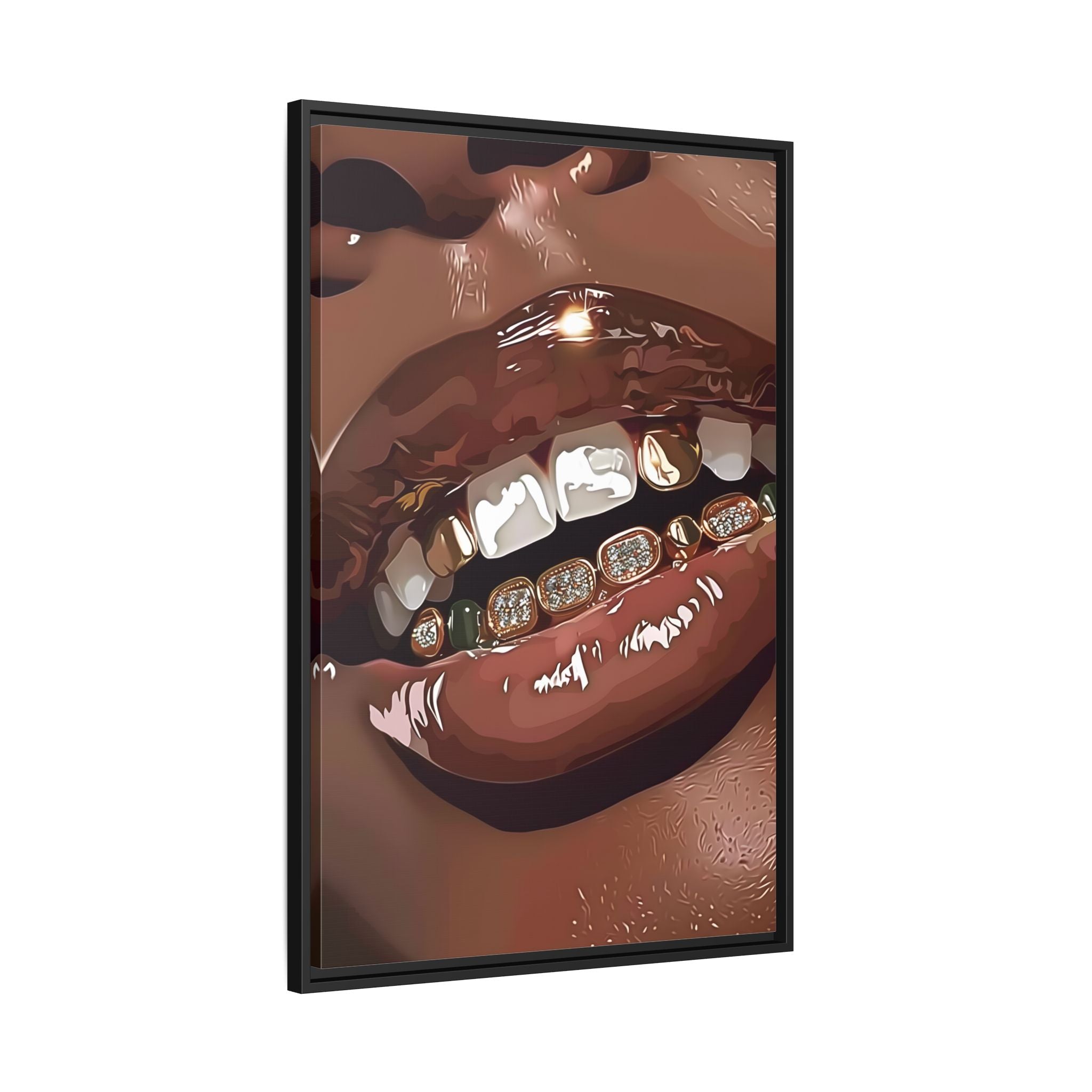 Framed Canvas - Golden Grill Smile