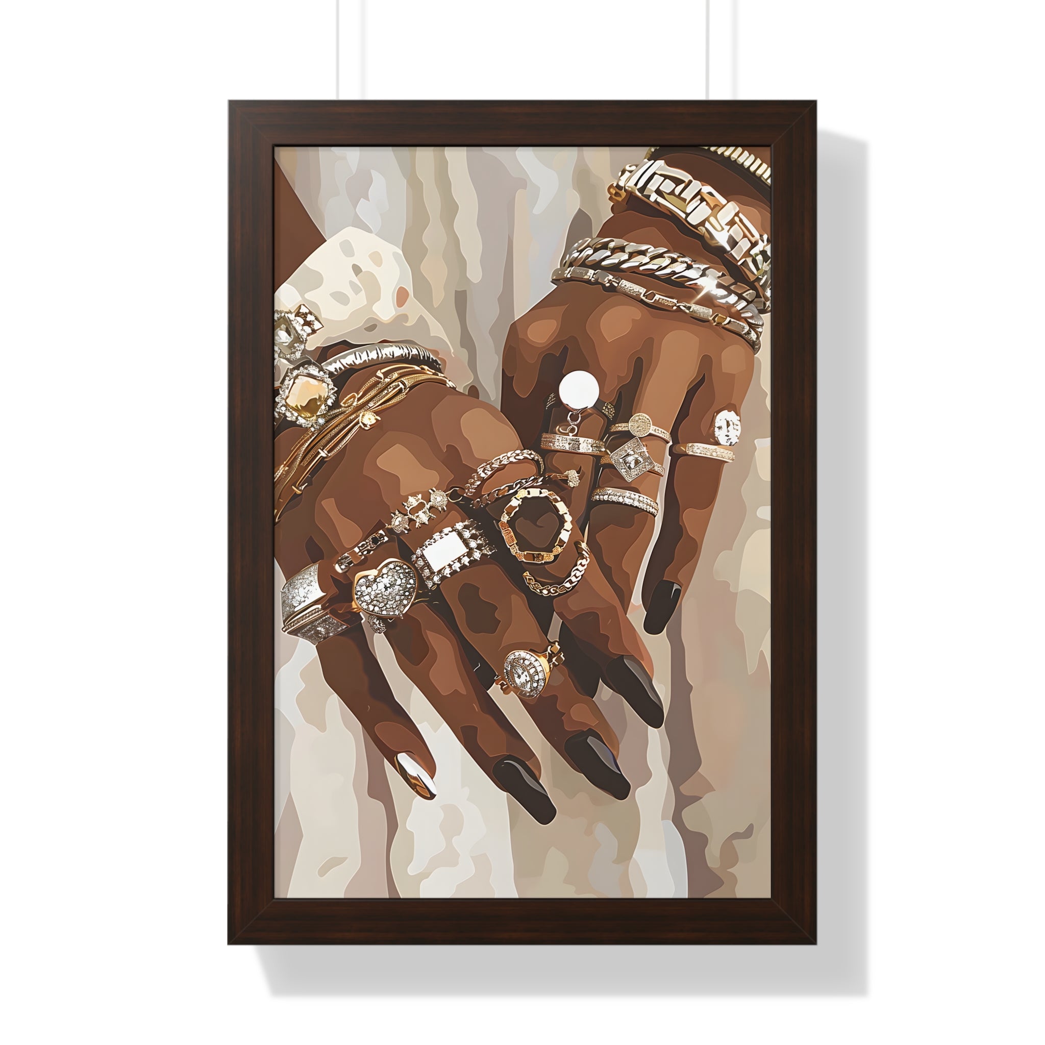 Framed Paper Print - Layered Luxe Jewelry Hands