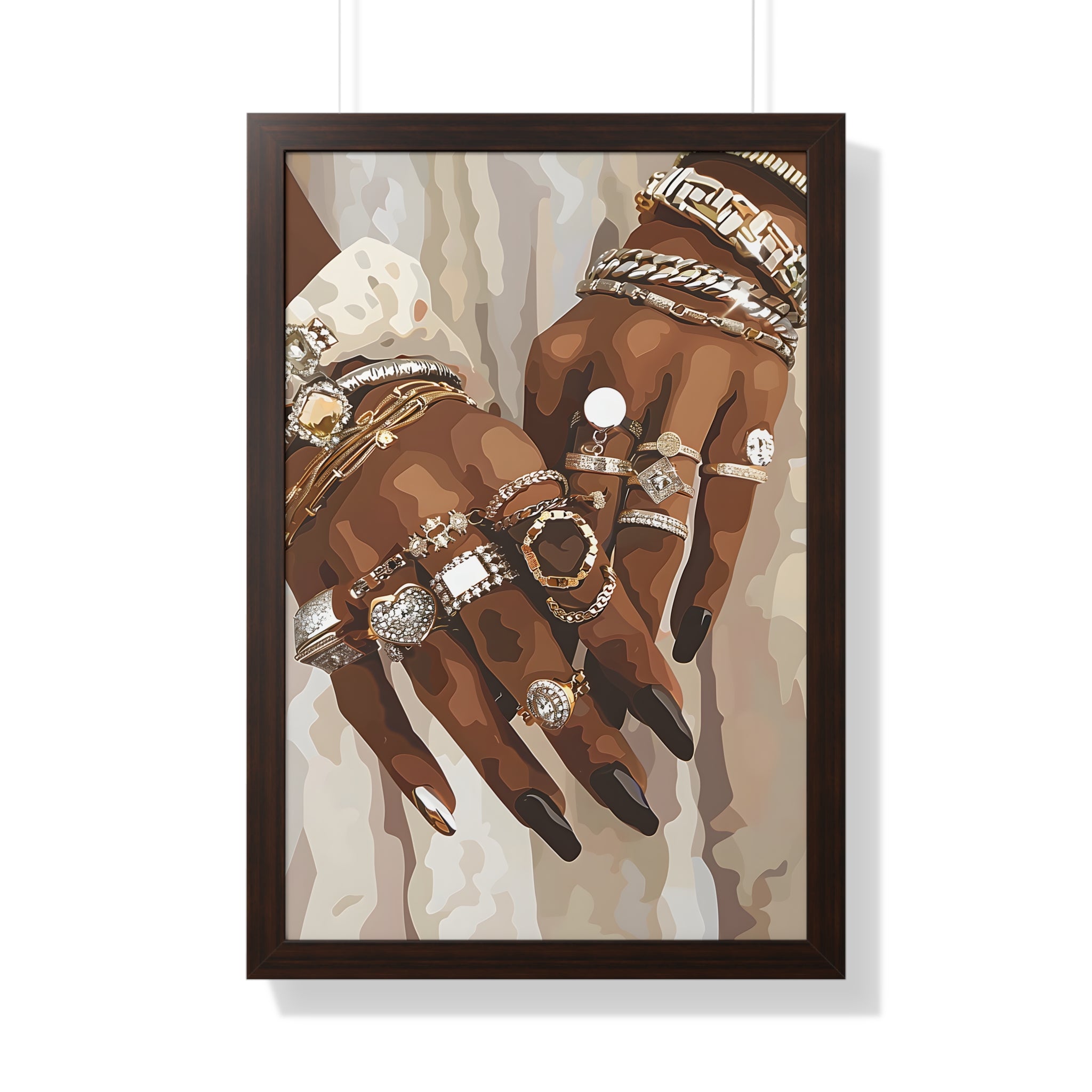 Framed Paper Print - Layered Luxe Jewelry Hands