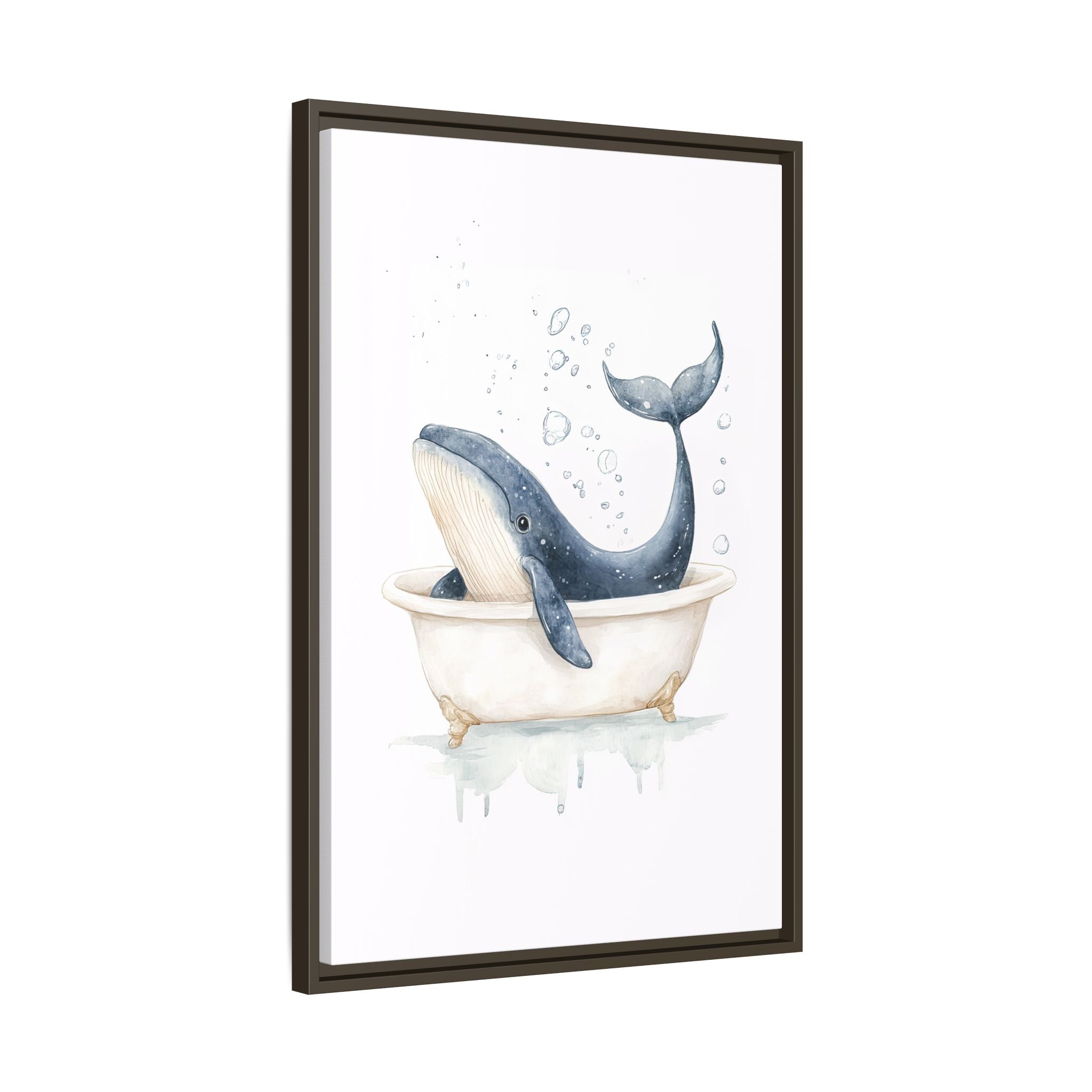 Framed Canvas - Whale Tub Bubble Splash