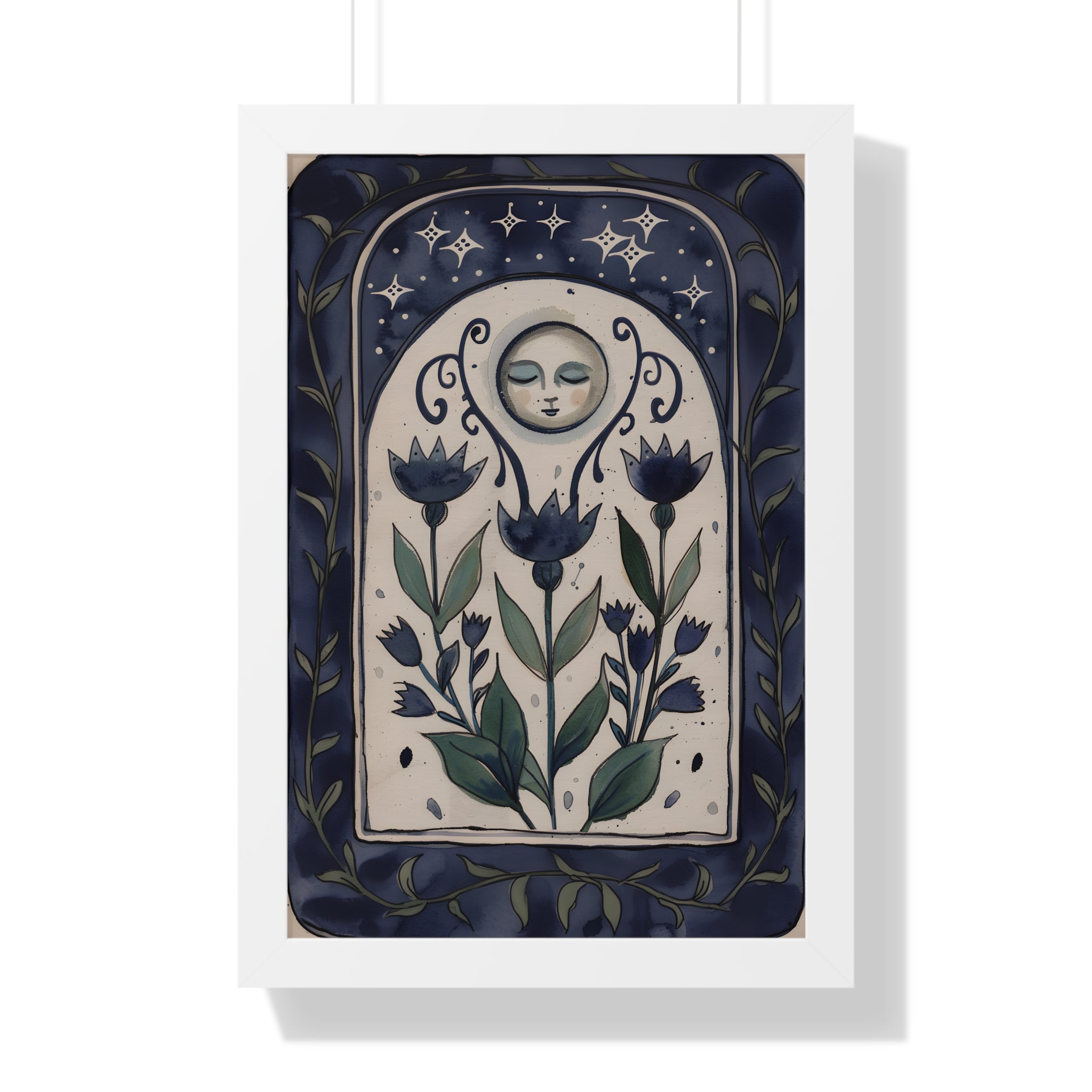 Framed Paper Print - Moonlit Folk Bloom Dream