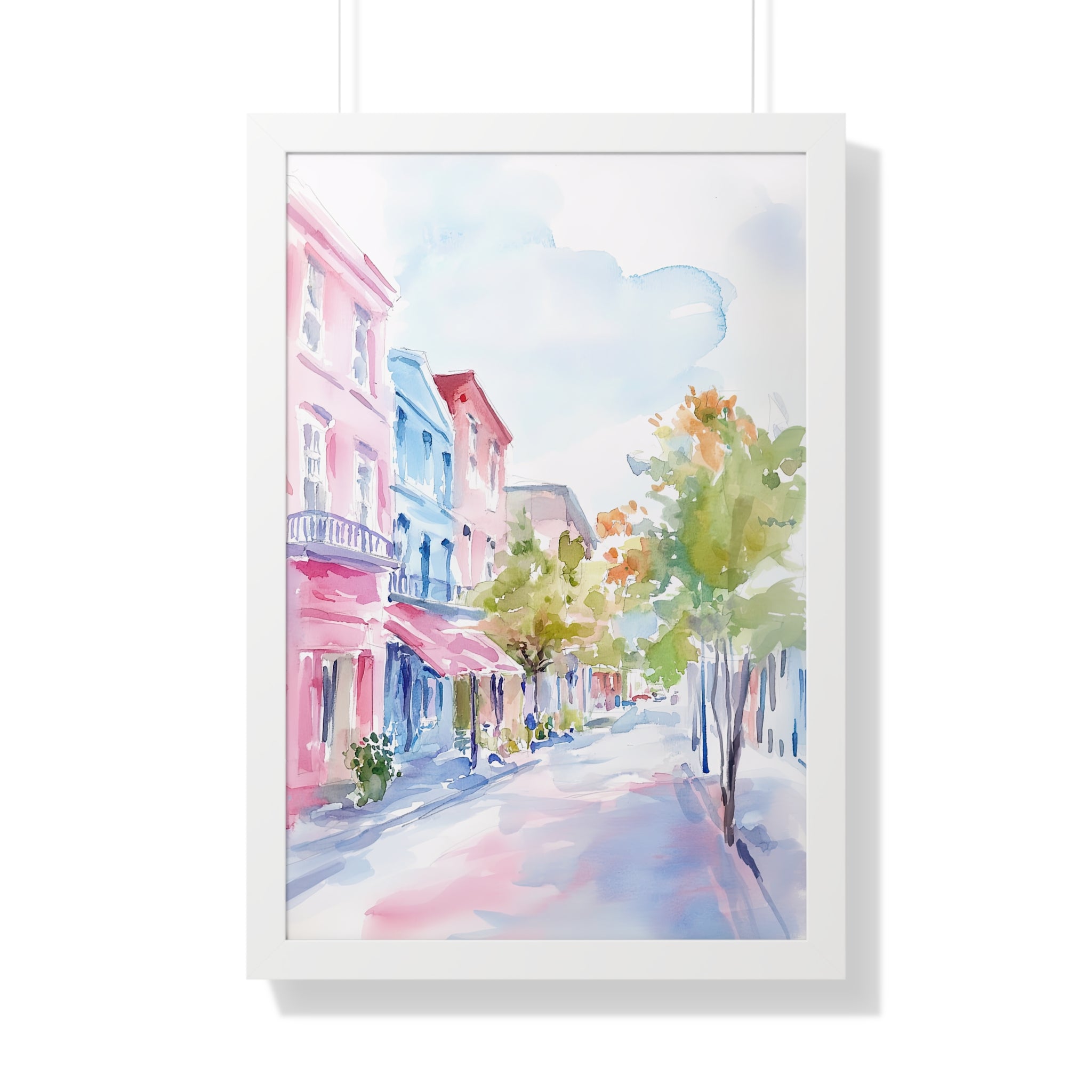 Framed Paper Print - Pastel Charleston Street Scene