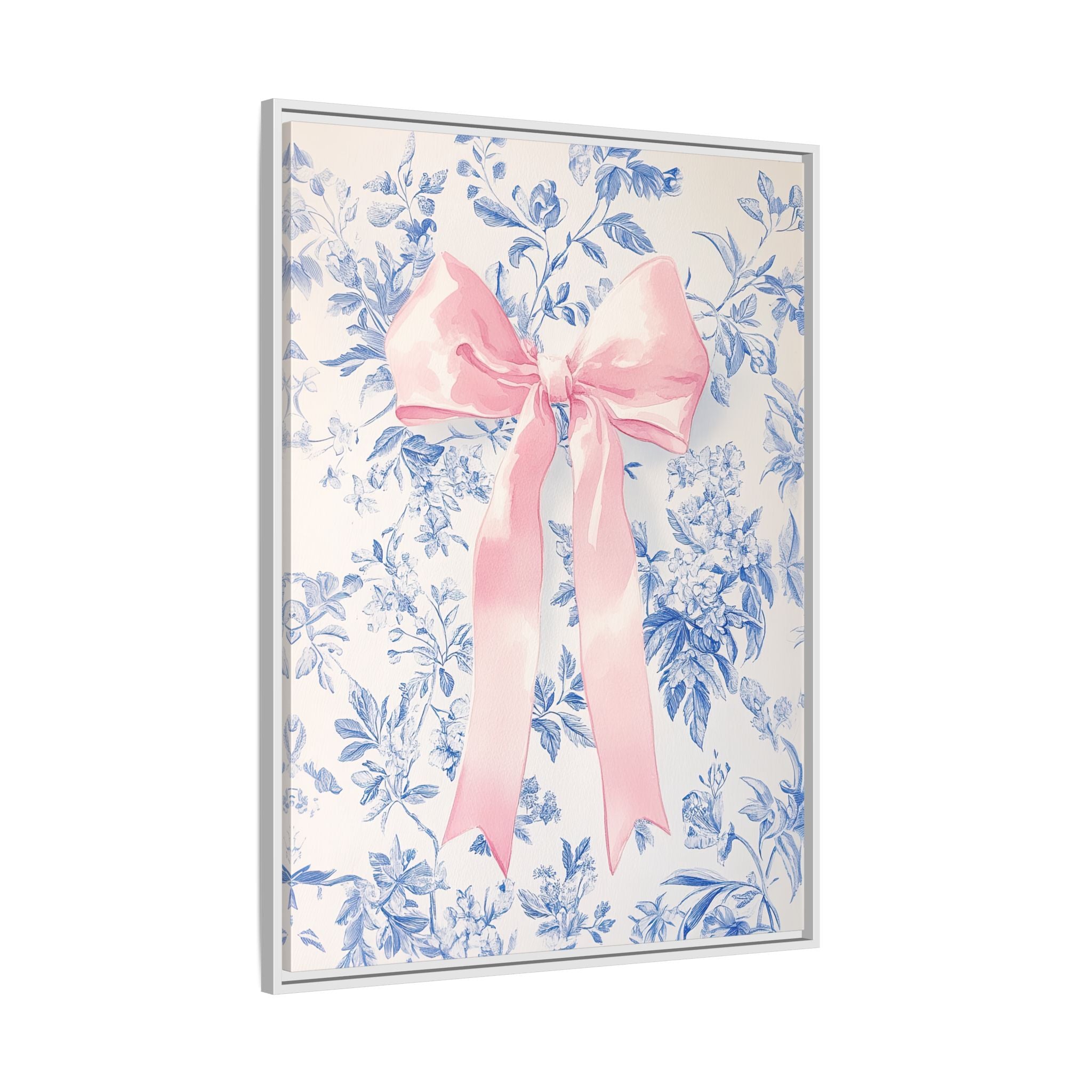 Framed Canvas - Pink Bow Floralscape
