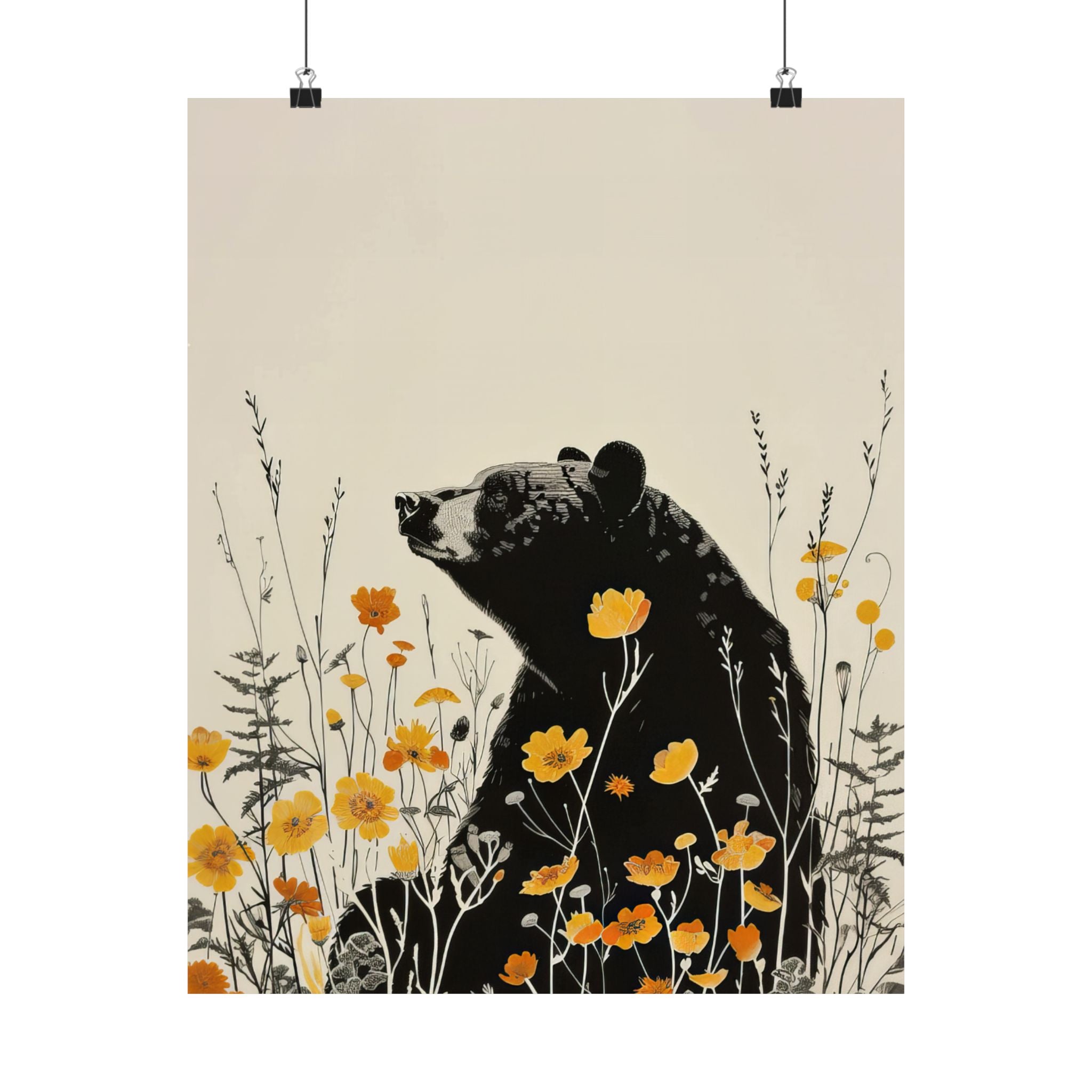 Black Bear in Wildflowers